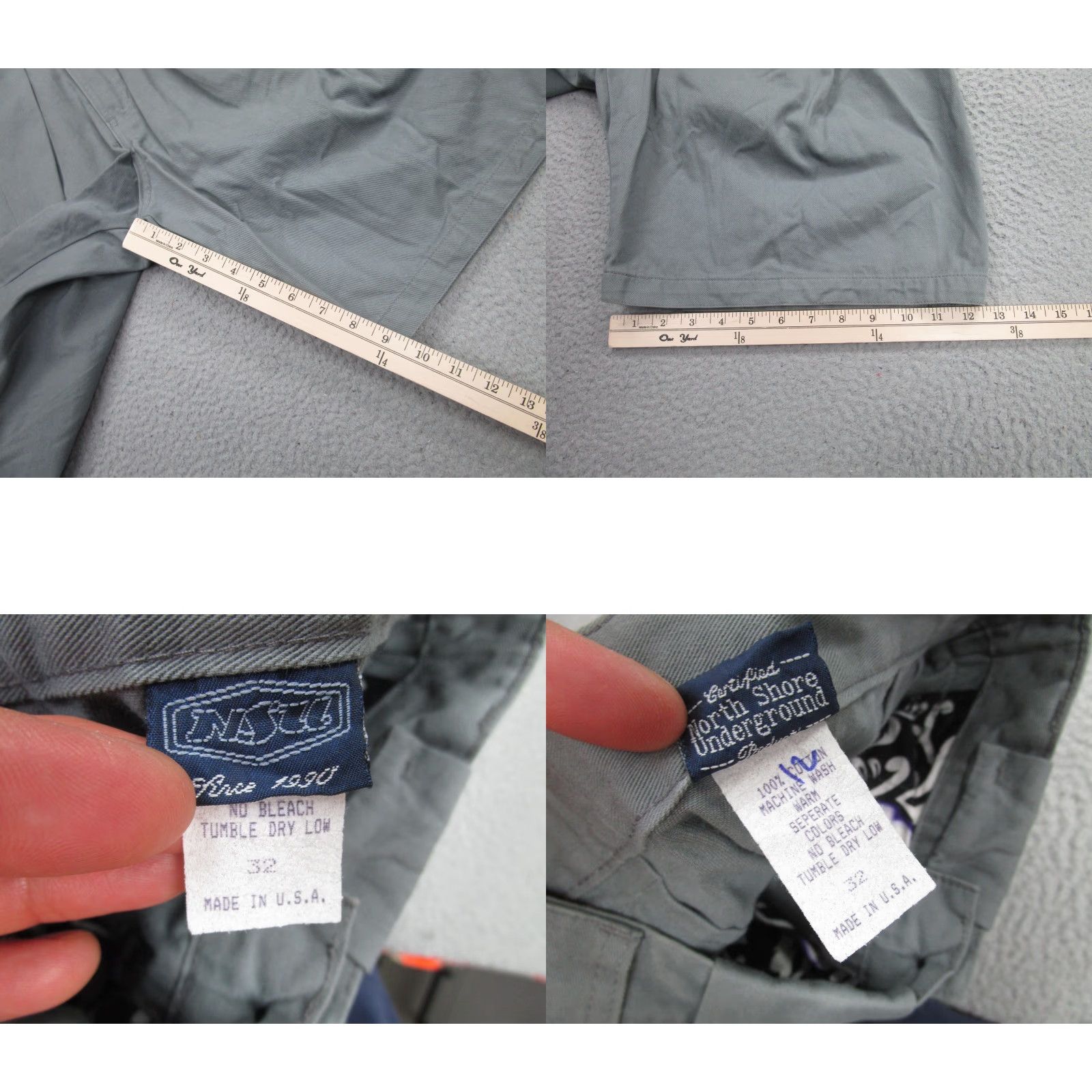 Vintage VINTAGE NSU North Shore Underground Shorts Mens 24 Gray Pleated Hawaii Built 1990s Casual Cotton 12in Inseam Mens Size US 27 - 8 Thumbnail