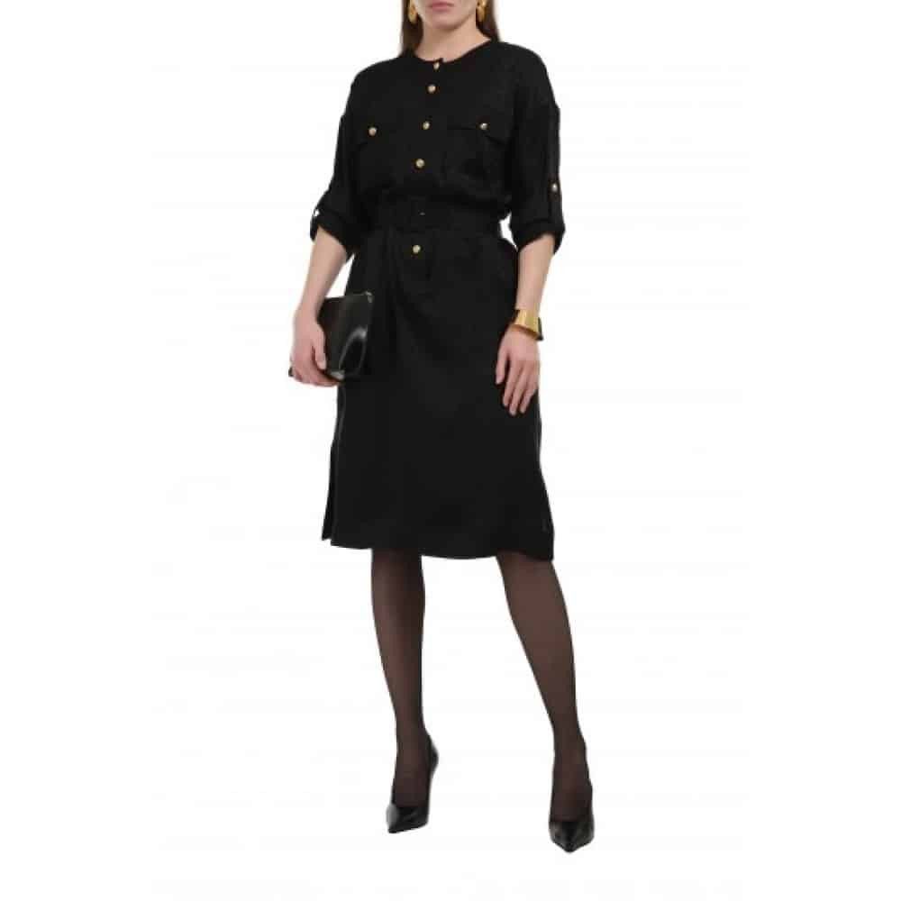 Tom Ford o1loc1c1225 AB3496 Viscose Midi Dress in Black Size M / US 6-8 / IT 42-44 - 2 Thumbnail
