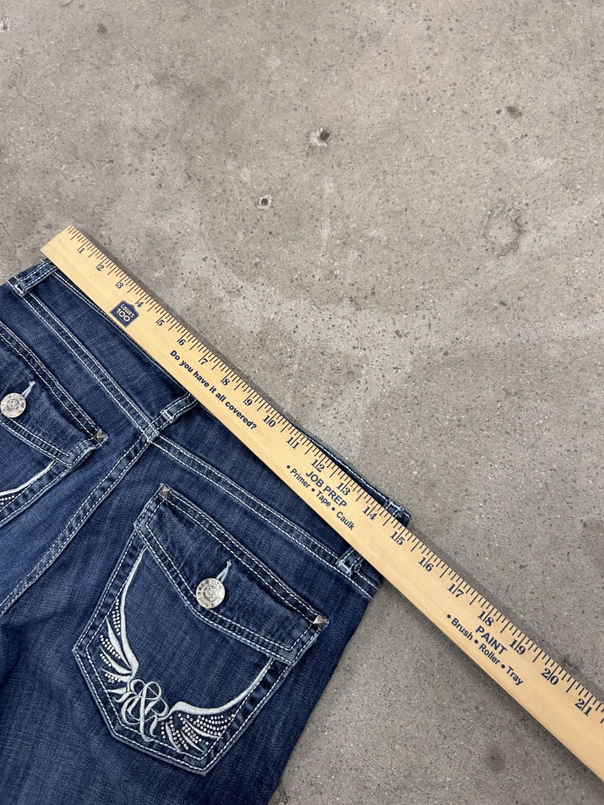 Affliction Vintage y2k Cybergrunge wing embroidered Bootcut flare low Size 30" / US 8 / IT 44 - 5 Thumbnail