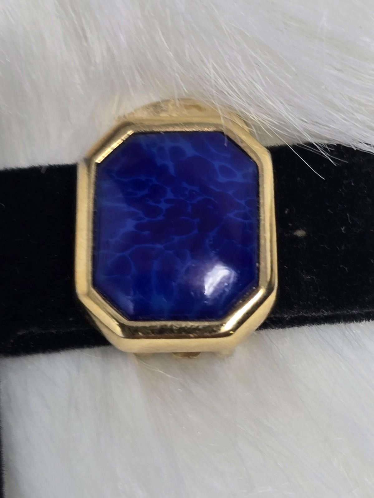 Dior Vintage Christian Dior Gold Blue Faux Stone Clip Earrings Size ONE SIZE - 2 Thumbnail