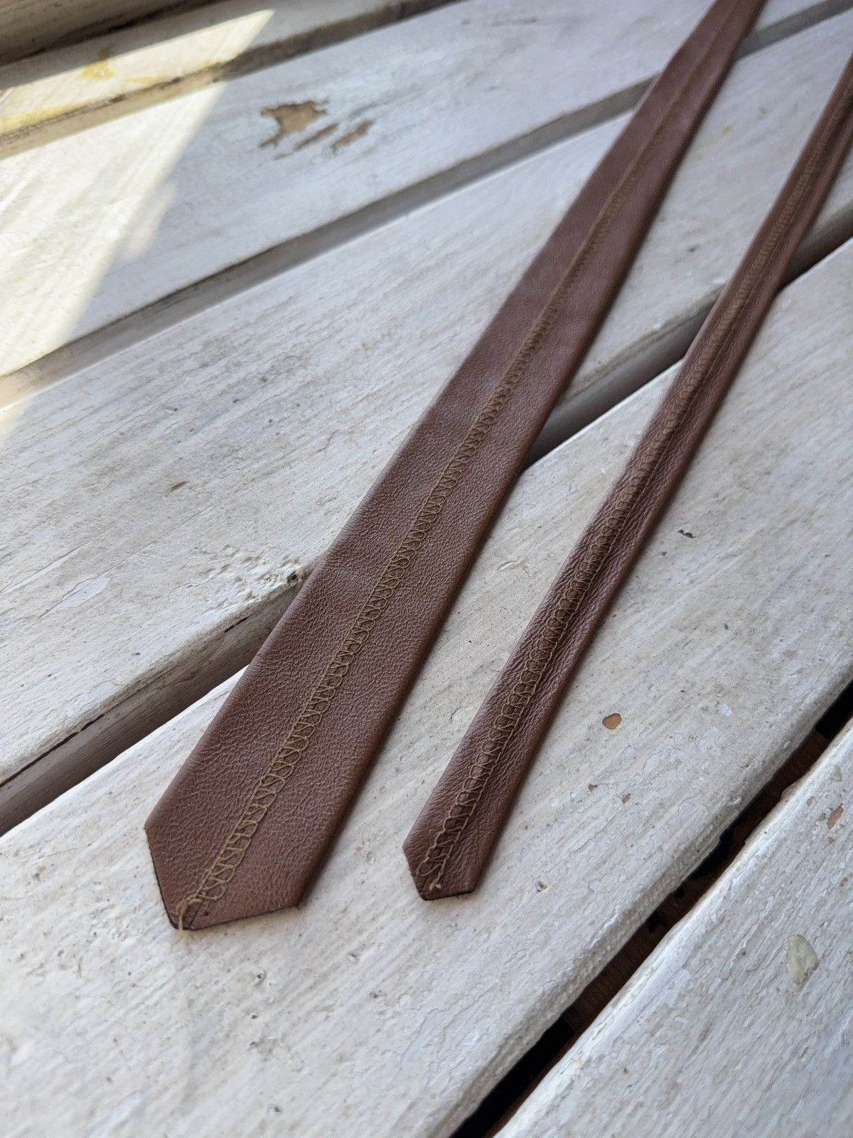 Japanese Brand Retro Vintage Brown Leather Tie 90s Western Biker Style Size ONE SIZE - 8 Thumbnail