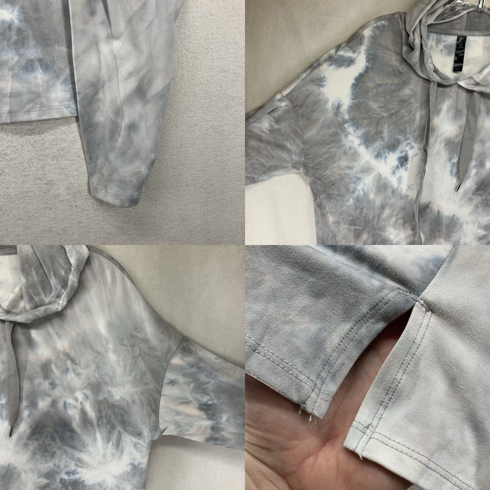 Kyodan Kyodan Women's Hoodie Medium Blue Gray Tie Dye Pullover Lightweight Stretch Hooded Geometric Activewear Casual Travel Size M / US 6-8 / IT 42-44 - 8 Thumbnail