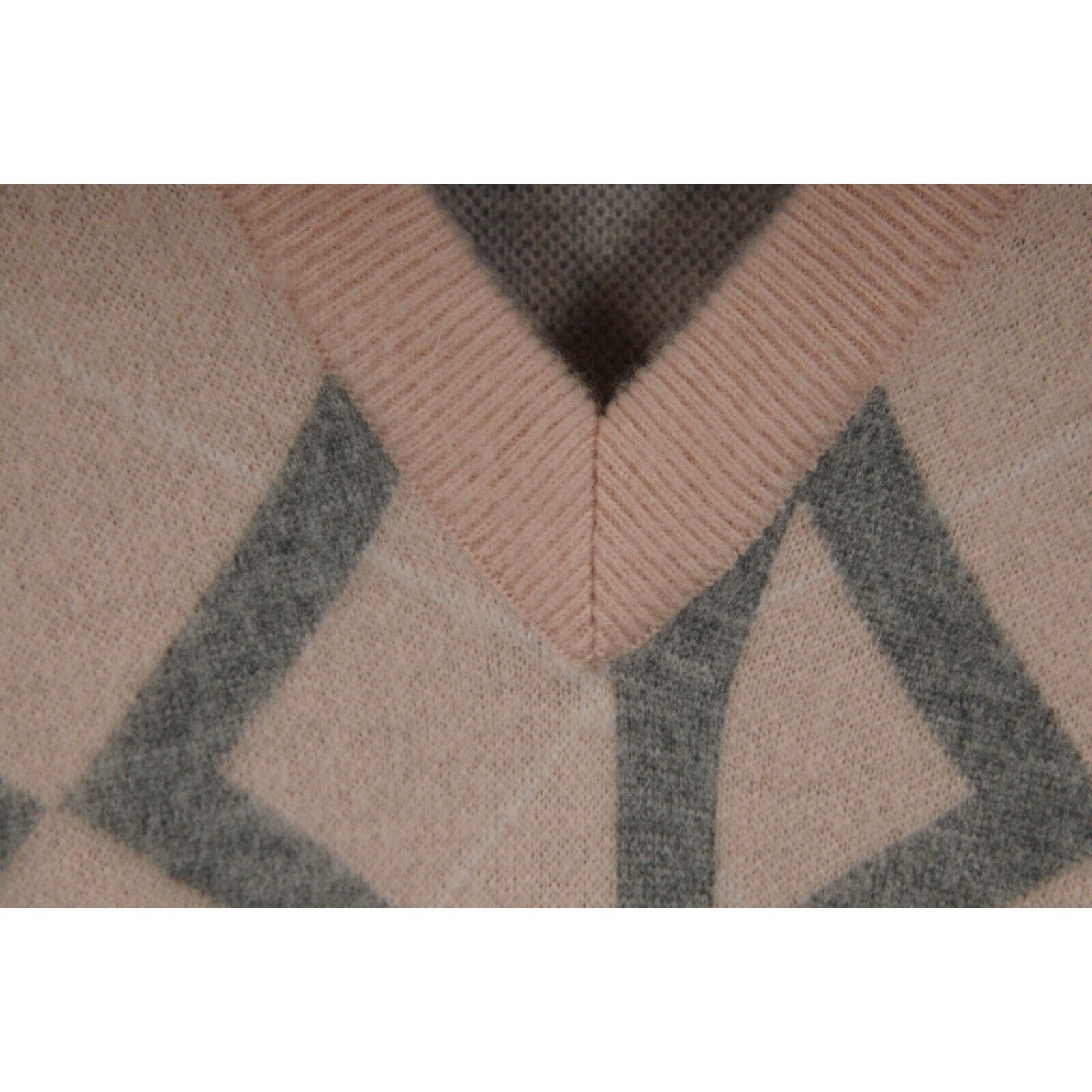 Dior Diamond Pattern V Neck Sweater Pink Gray Cashmere Size US M / EU 48-50 / 2 - 5 Thumbnail