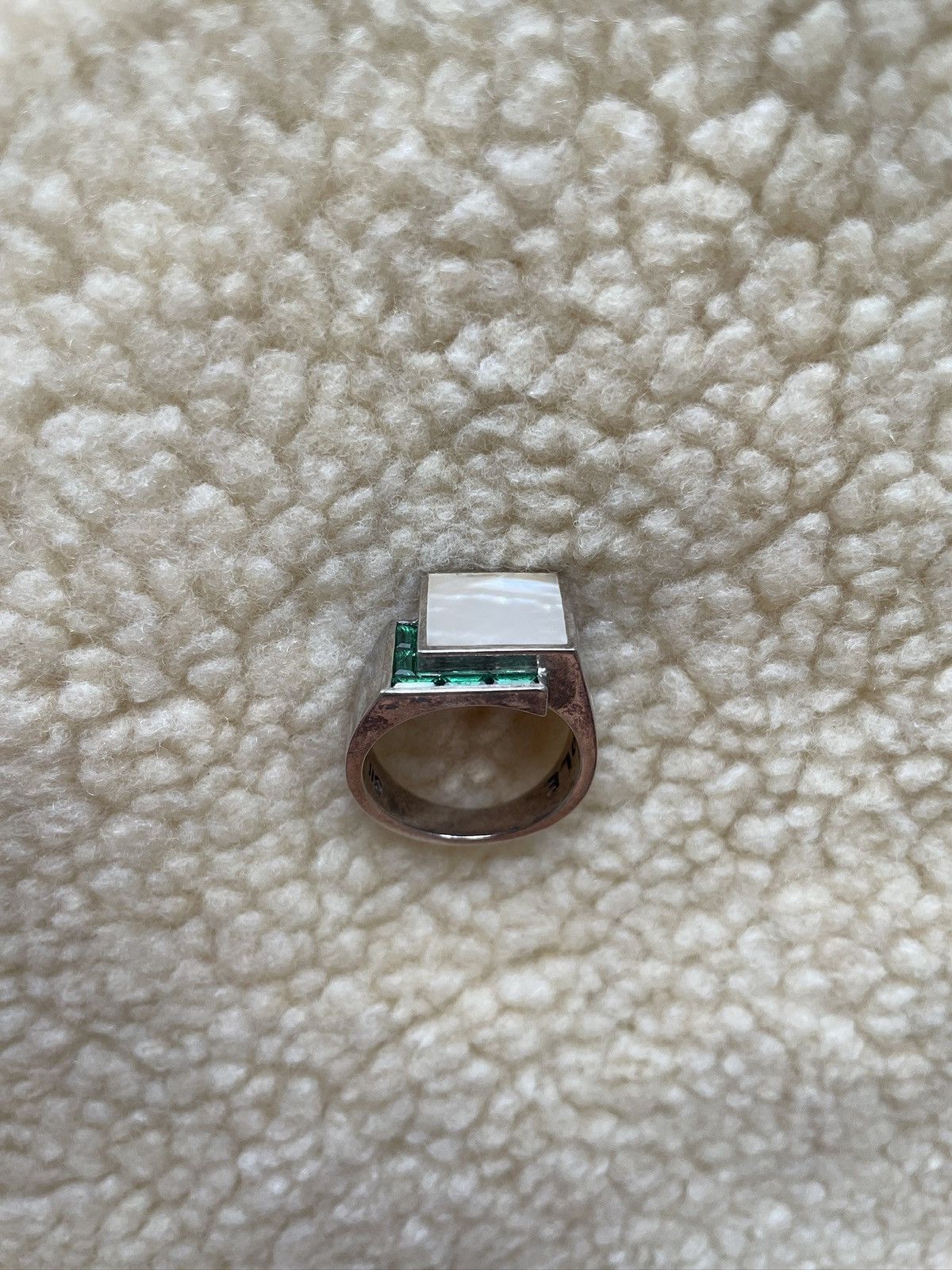 Other MAPLE - MOTHER OF PEARL x GREEN TOPAZ - 925 SILVER RING Size ONE SIZE - 2 Thumbnail