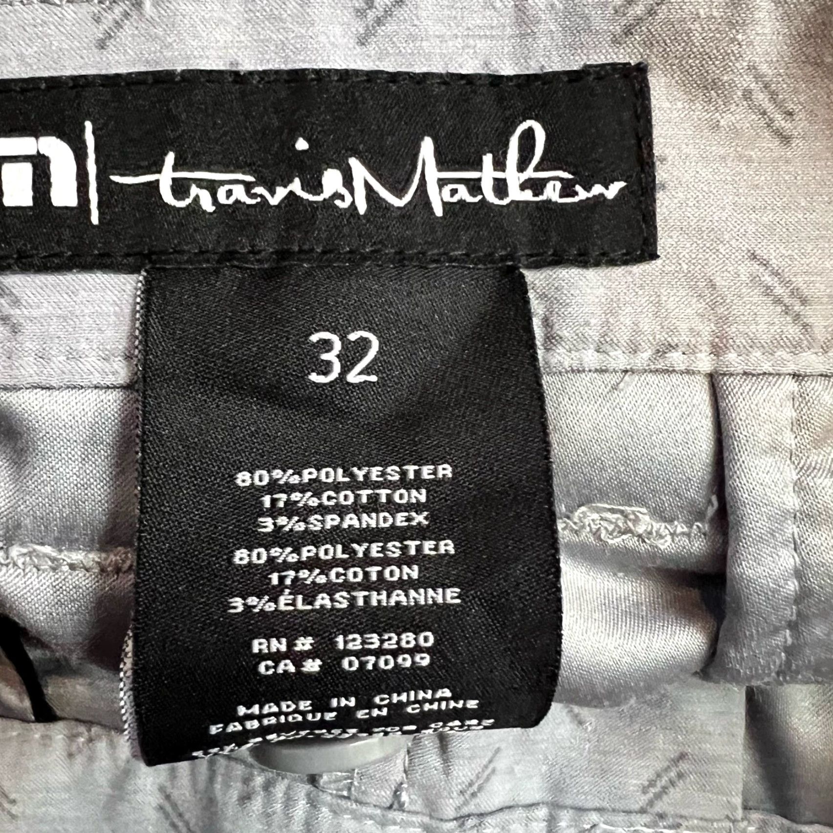 TravisMathew Travis Mathew Shorts Mens 32 Gray Performance Golf Stretch Flat Front Geometric Chino Regular Mens Size US 32 / EU 48 - 5 Thumbnail