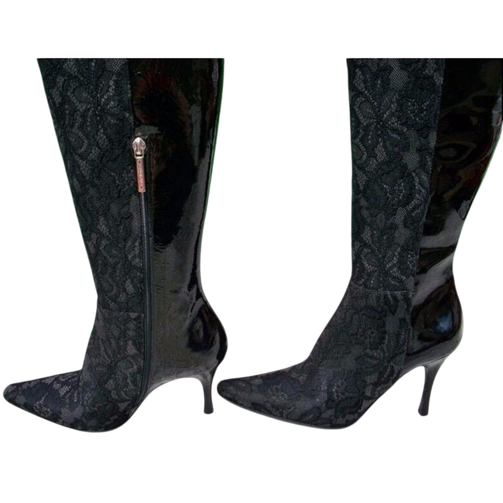Donald Pliner Donald Pliner Black Lace Patent Leather Boot OTK $695 NIB Size US 7.5 / IT 37.5 - 6 Thumbnail