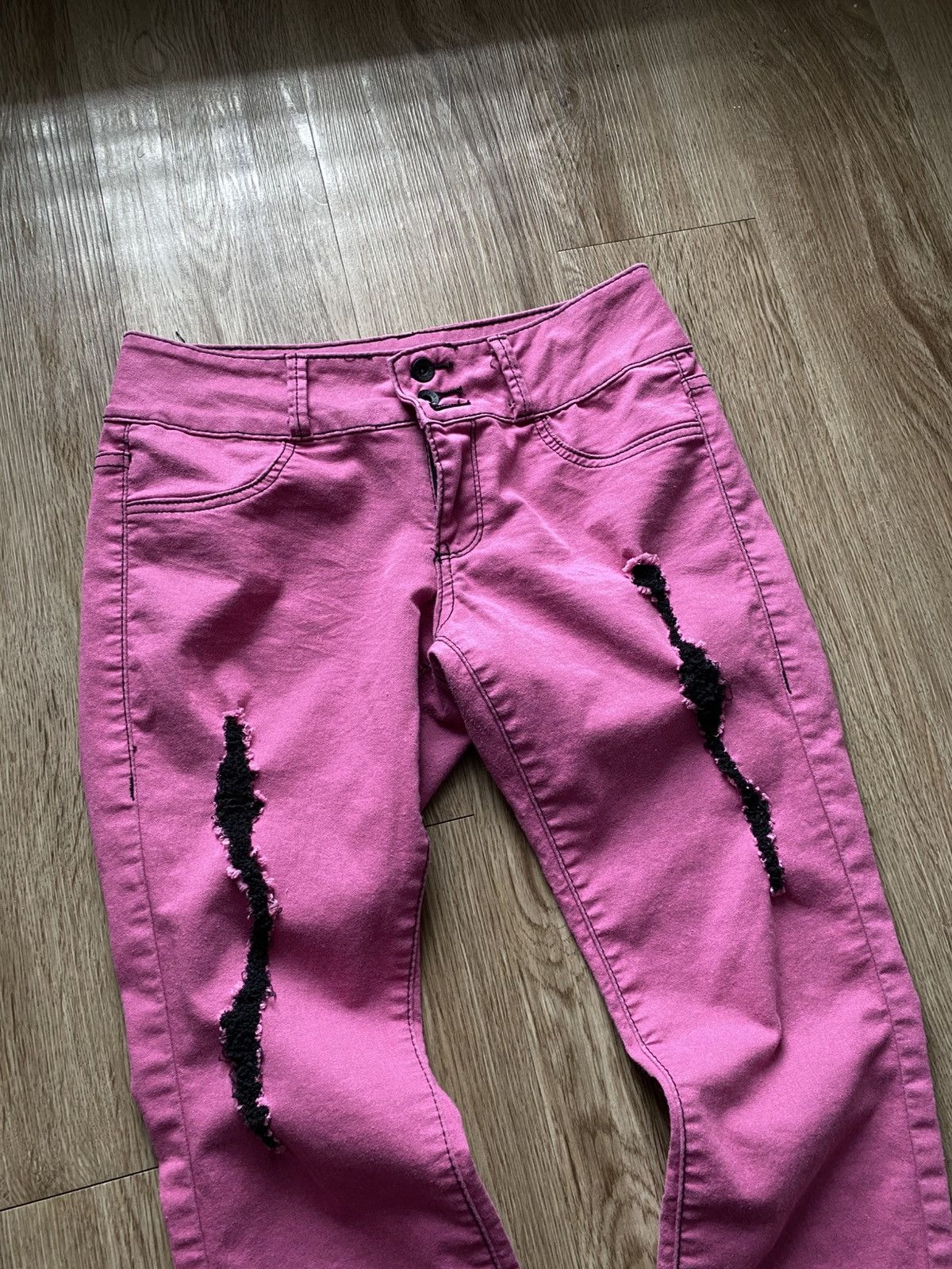 Other Y2K Indie Pink Distressed Skinny Jeans Size 26" / US 2 / IT 38 - 4 Thumbnail