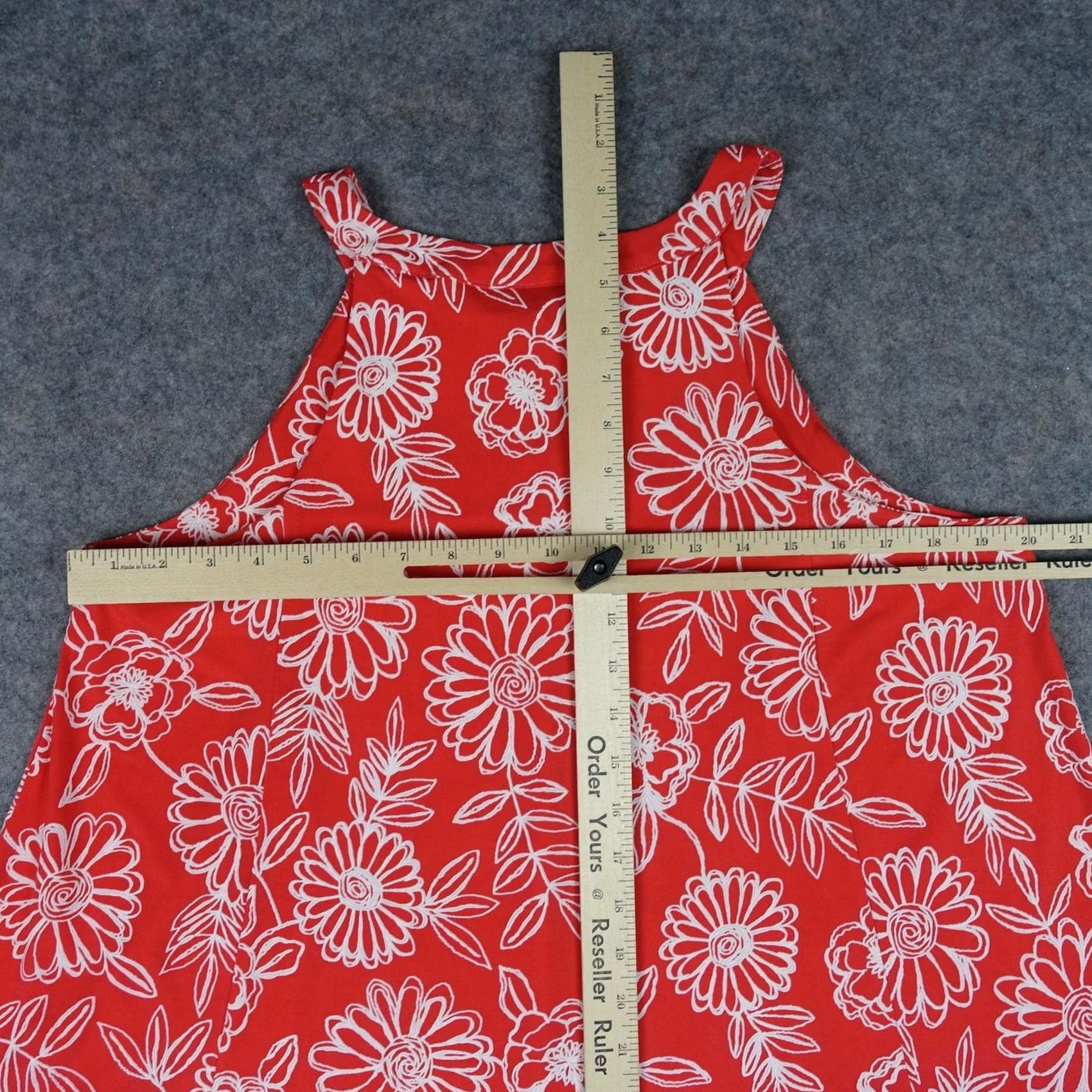 Vintage VINTAGE Nina Leonard Dress Womens L Red Floral Sleeveless Swing Tank Jersey Size L / US 10 / IT 46 - 6 Thumbnail
