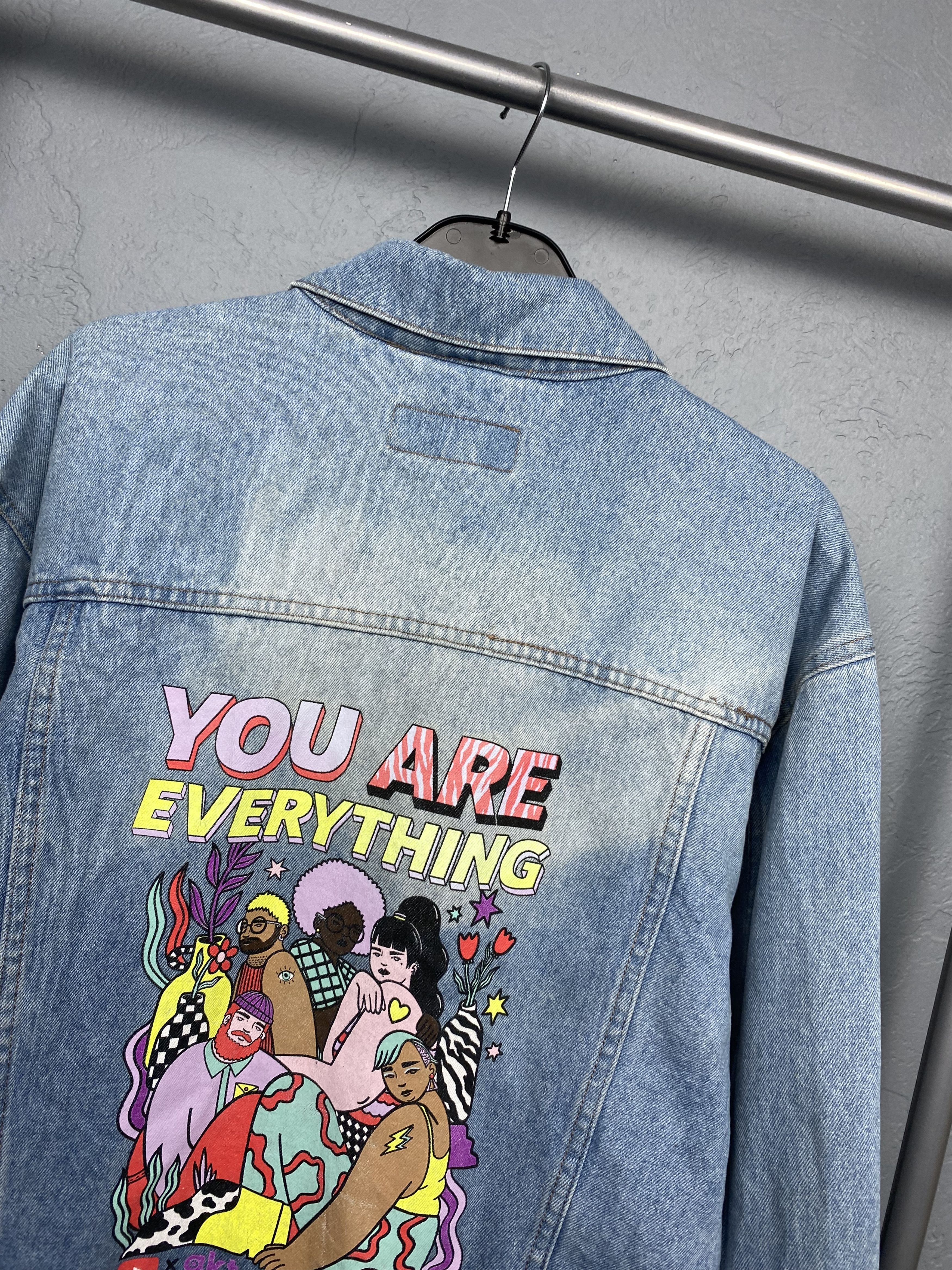 Vintage Wrangler You Are Everything Vintage Custom Mens Denim Jacket Size US L / EU 52-54 / 3 - 3 Thumbnail