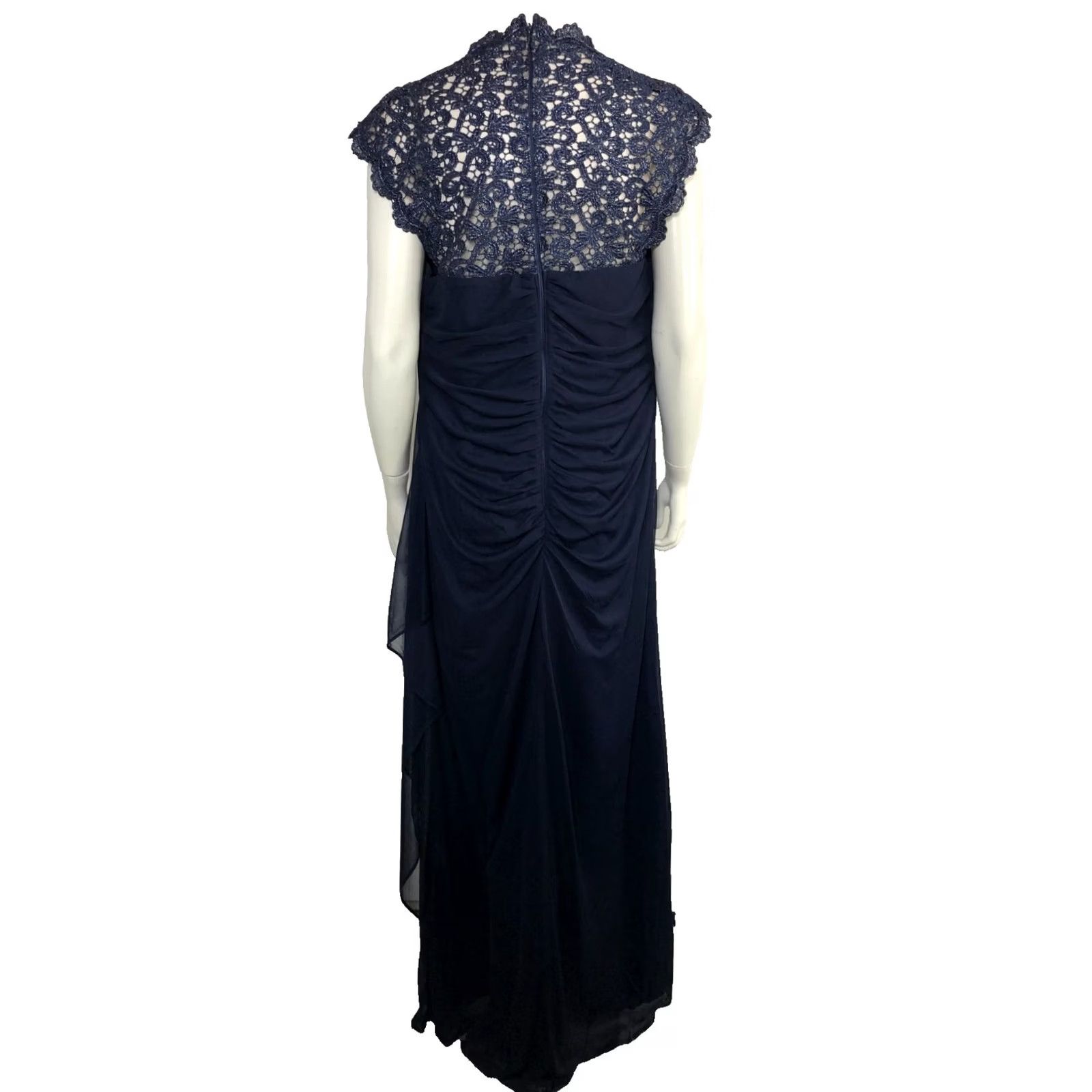 Vintage XSCAPE Plus 14W Crochet Lace Formal Evening Gown Maxi Dress Blue Size XL / US 12-14 / IT 48-50 - 3 Thumbnail