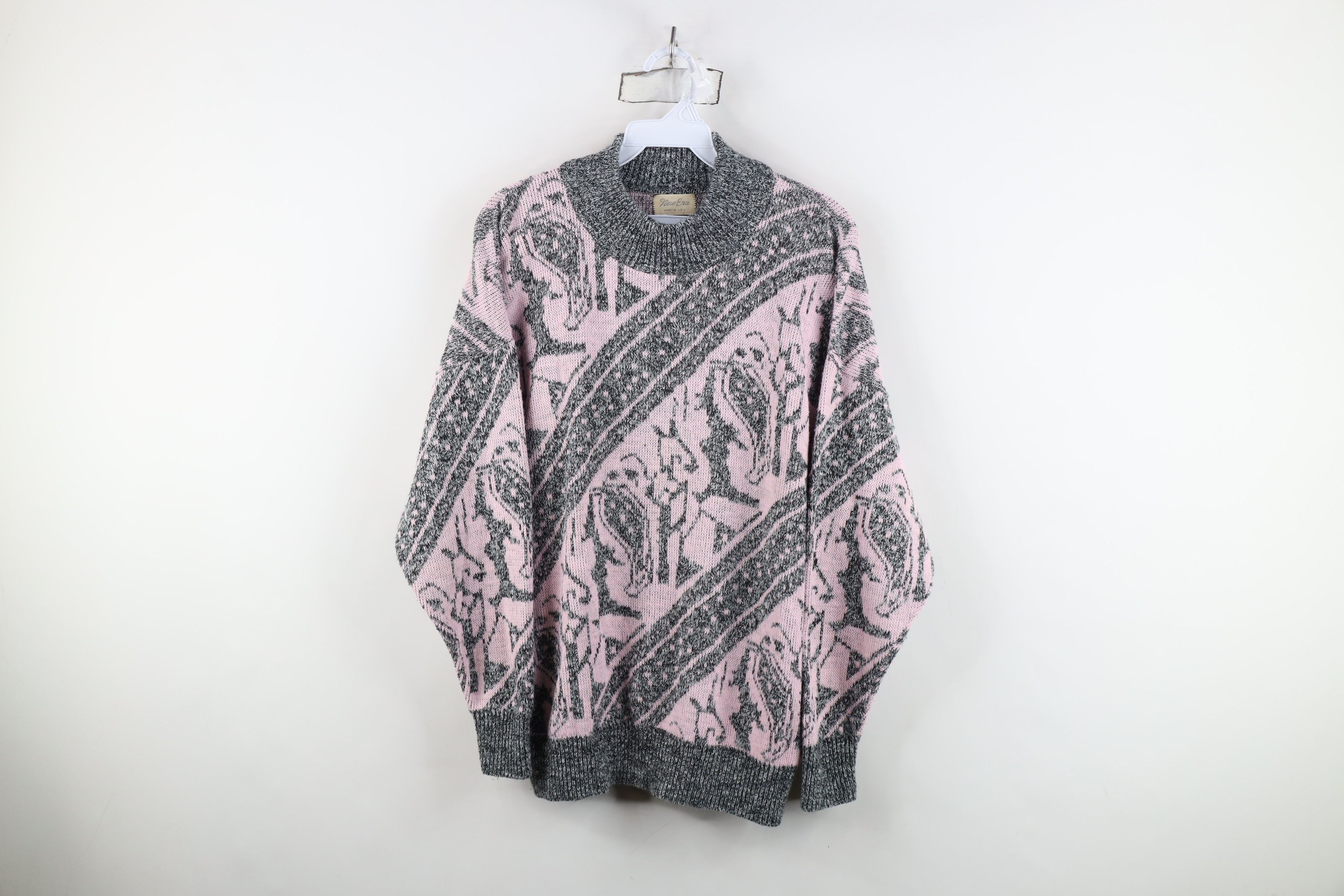 Vintage Vintage 90s Streetwear Paisley Geometric Knit Sweater USA Size L / US 10 / IT 46 - 1 Thumbnail