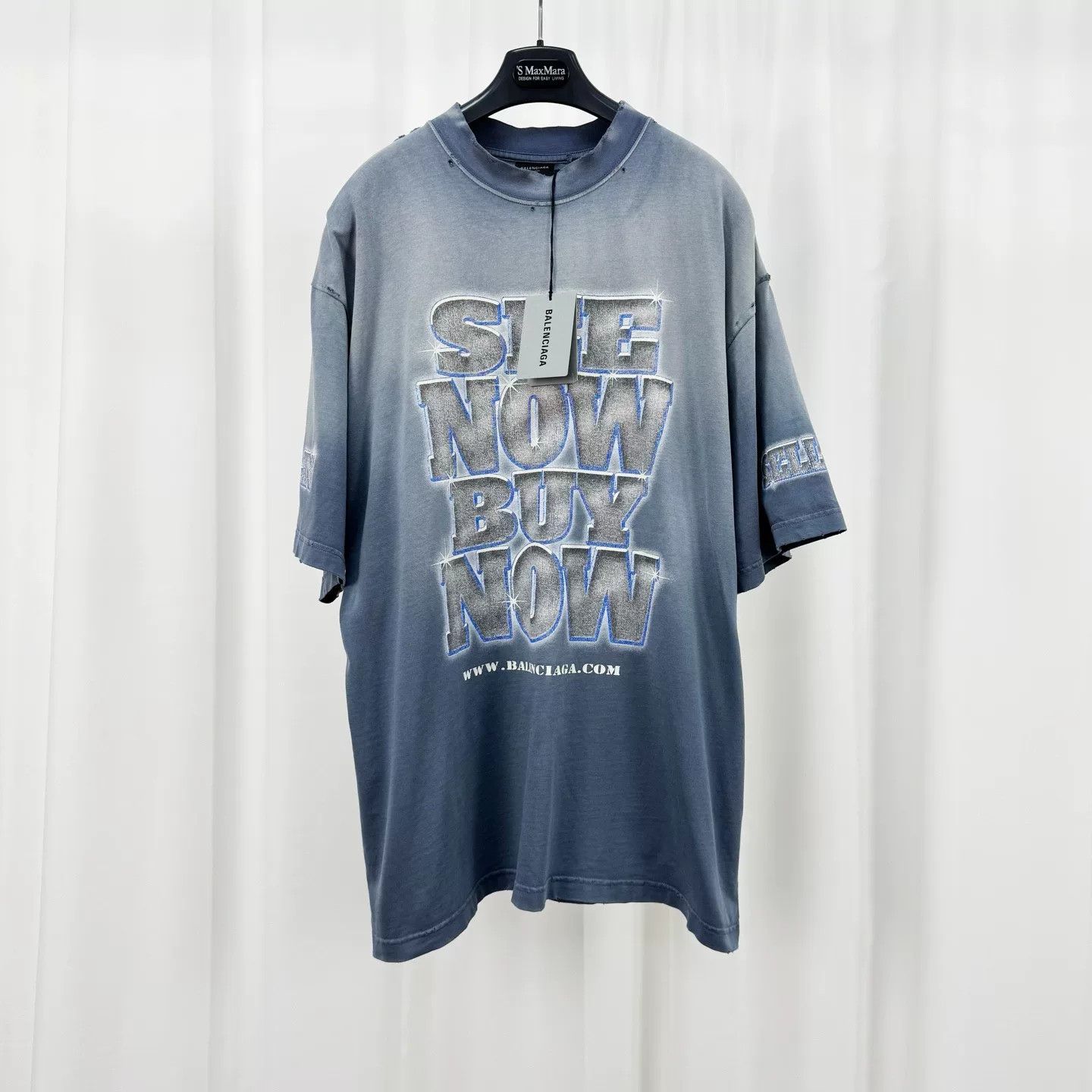Balenciaga Balenciaga Diamond Water Destroyed Tee Size US M / EU 48-50 / 2 - 1 Thumbnail