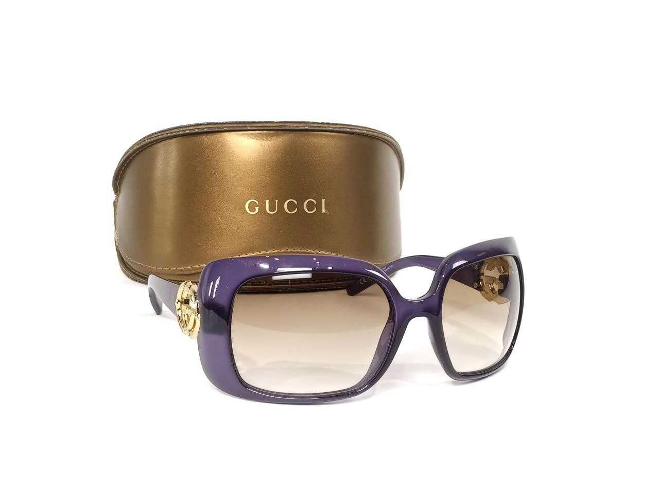 Gucci GUCCI Purple Frame Interlocking GG 3034/S Sunglasses Size ONE SIZE - 2 Thumbnail