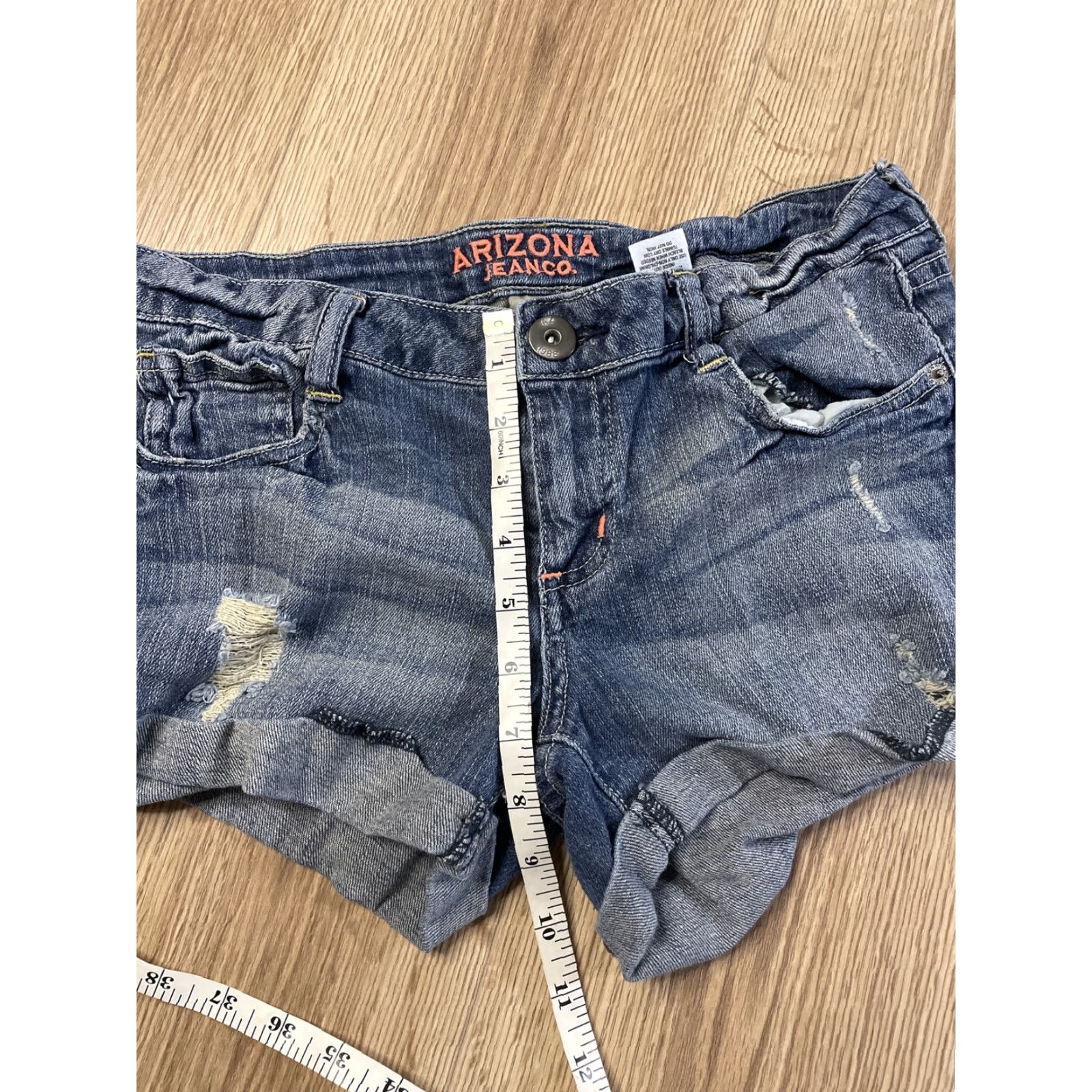Vintage AriZona Denim Shorts Cuffed Hem 5-Pocket Boyfriend Juniors Size 5 Blue Summer Womens Size 27" / US 4 / IT 40 - 6 Thumbnail