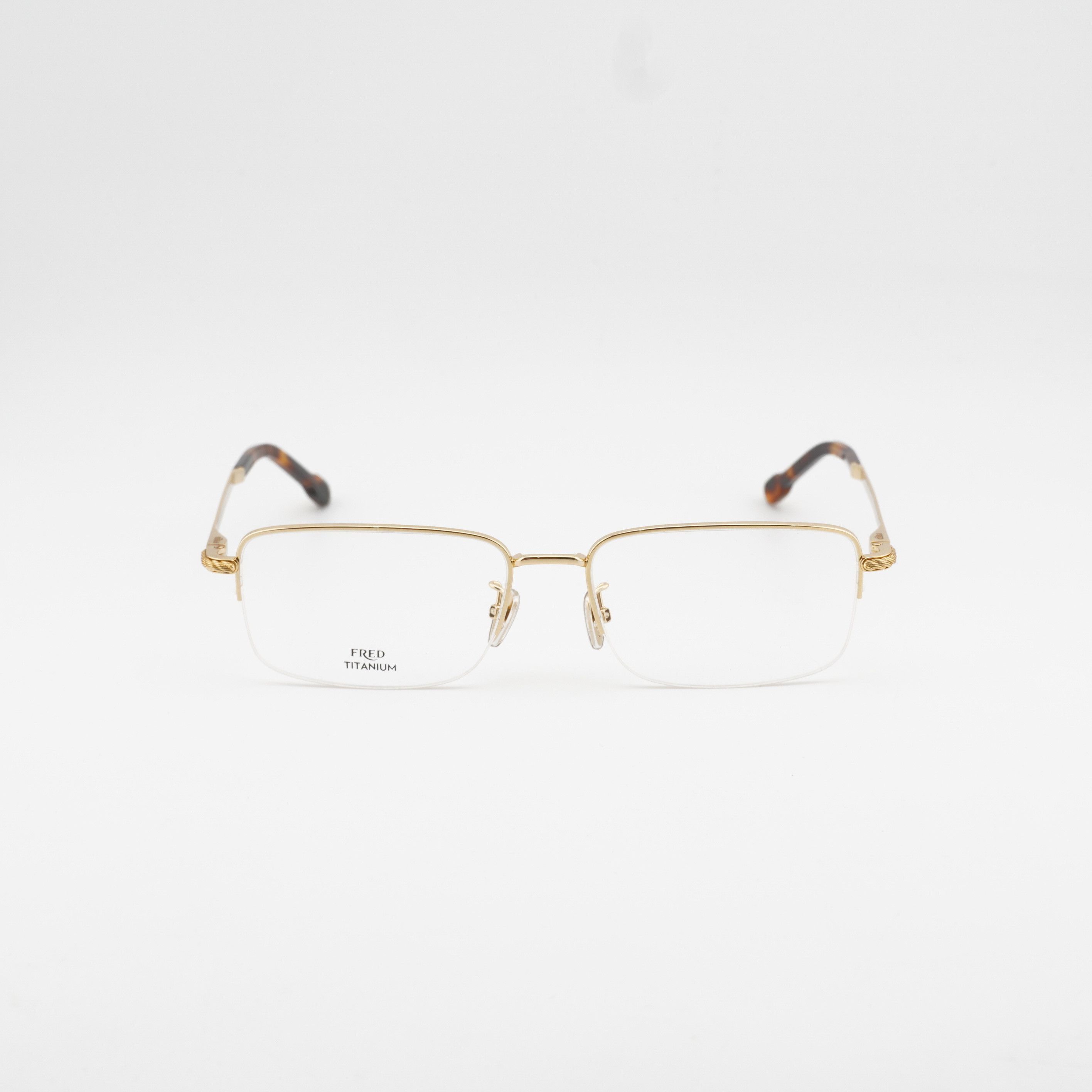 FRED Fred FG50024F 032 Eyeglasses Gold 56mm Rectangle Frame Size ONE SIZE - 5 Thumbnail
