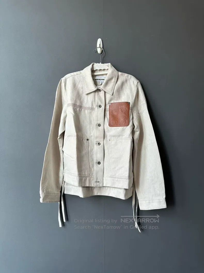 Loewe Loewe Off-White Leather Patch Denim Jacket Size XS / US 0-2 / IT 36-38 - 1 Thumbnail