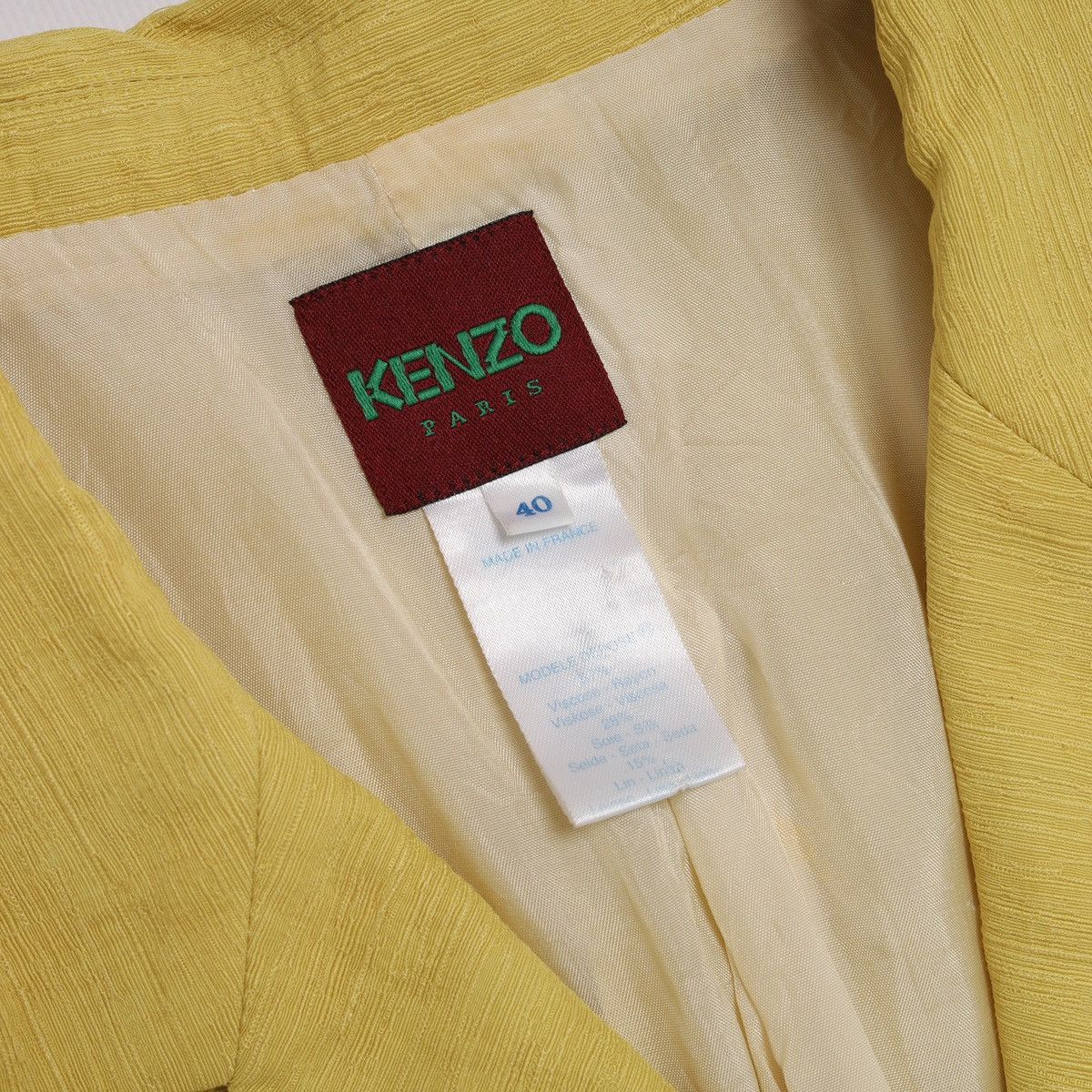 Kenzo Paris Vintage Yellow Blazer Jacket Linen Silk Viscose
