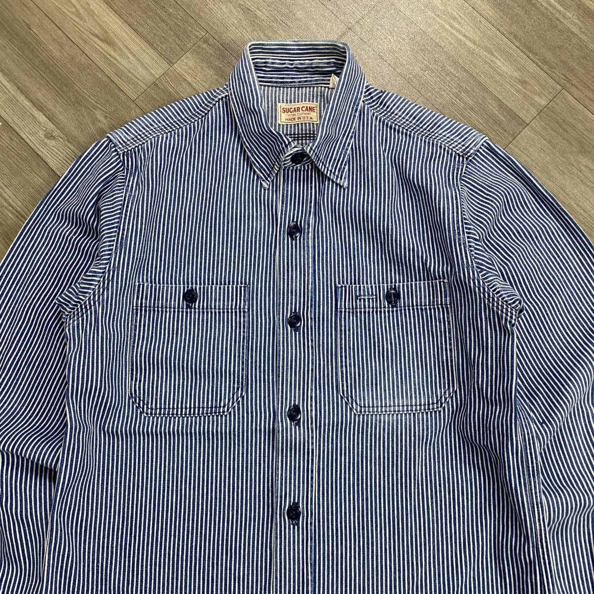 Sugar Cane 1990s Vintage Sugar Cane Hickory Denim Work Shirt Size US M / EU 48-50 / 2 - 2 Thumbnail