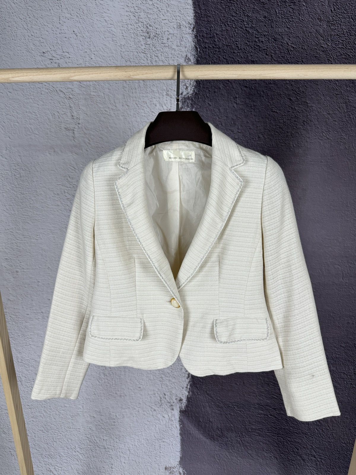Japanese Brand × Masaki Matsushima Masaki Matsushima ivory striped blazer jacket size 11AR Size S / US 4 / IT 40 - 1 Thumbnail
