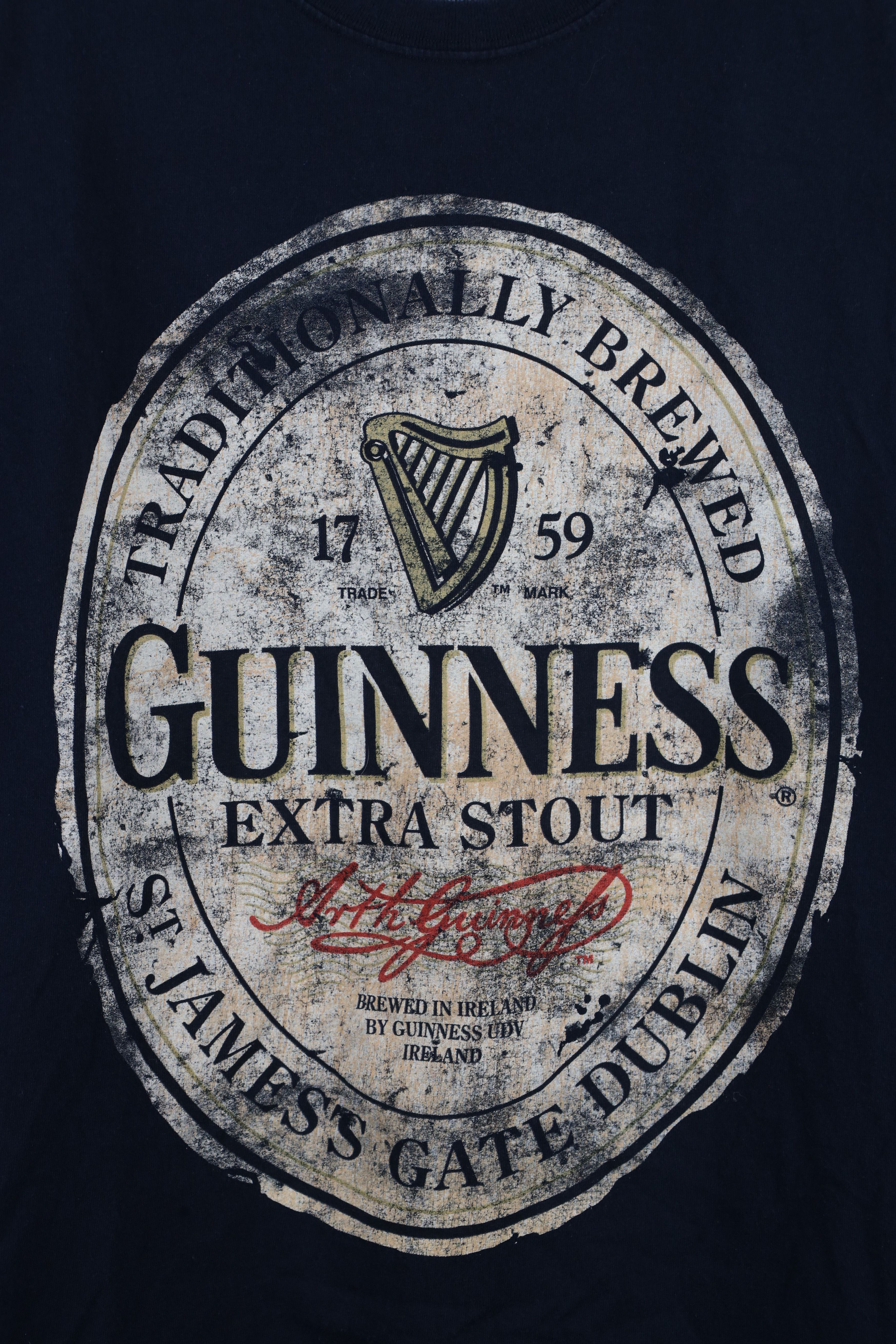 Vintage Vintage Guinness Beer Spell Extra Stout T-Shirt Black Cotton Size US XL / EU 56 / 4 - 4 Thumbnail