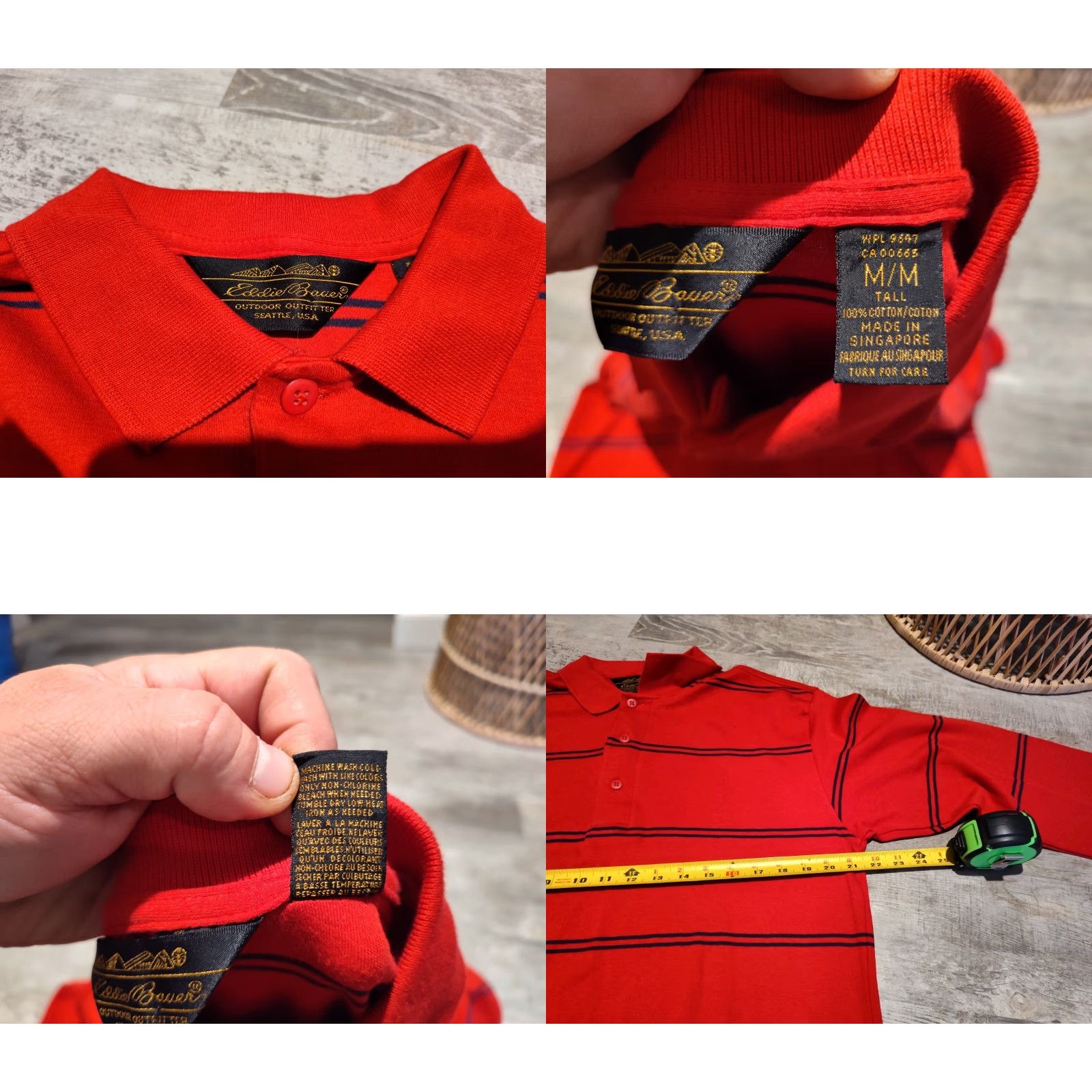Eddie Bauer VINTAGE Eddie Bauer Long Sleeve Rugby Polo Shirt Striped M Tall Red 90s Mens Size US M / EU 48-50 / 2 - 8 Thumbnail