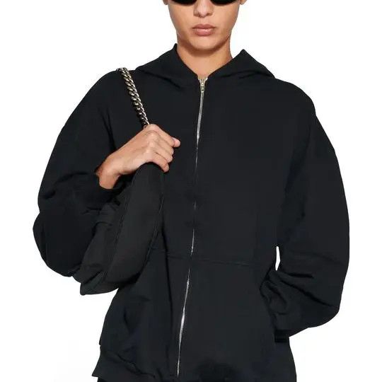 Balenciaga o1w1db10425 Outside Loop Zip-up Hoodie Small Fit in Black Size XS / US 0-2 / IT 36-38 - 3 Thumbnail