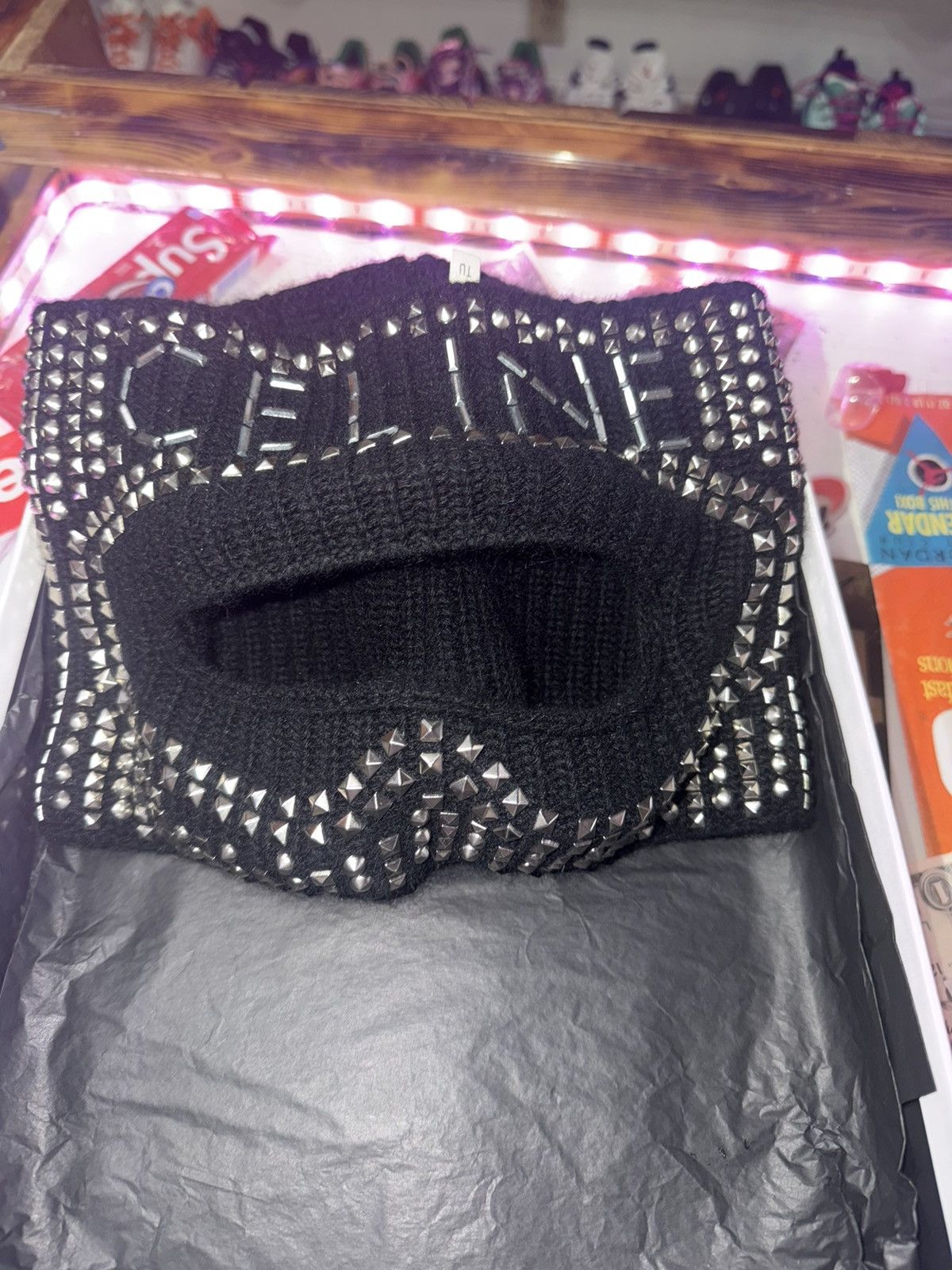 Celine $3k+ FW21 Runway fully Studded embroidered face Size ONE SIZE - 3 Thumbnail