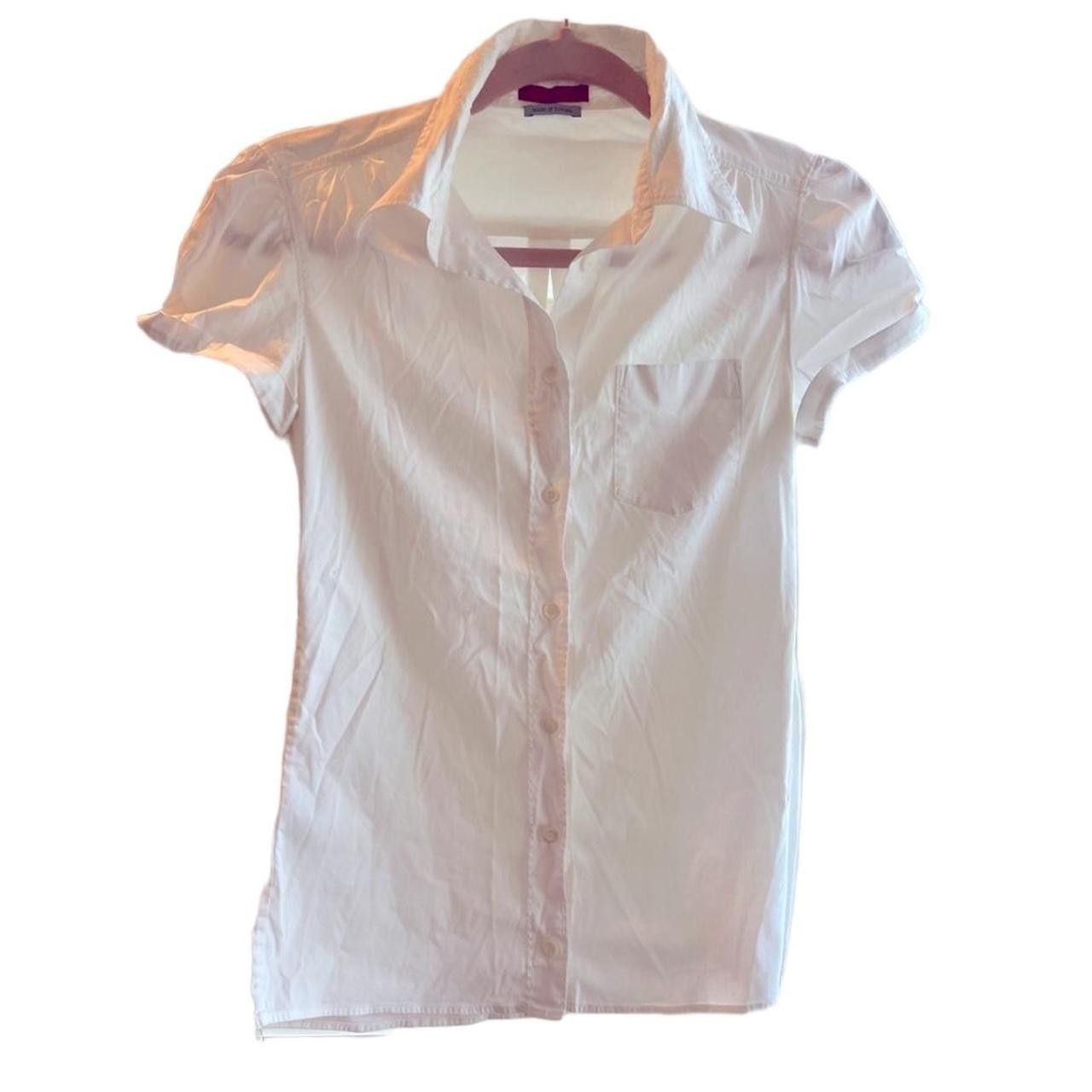 image of Prada Short Sleeved Button Shirt in White, Women's (Size Small)