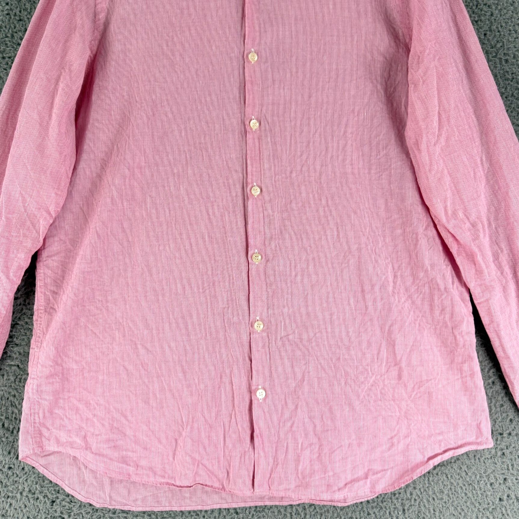 ELLIATT Piattelli Barneys New York Button-Up Shirt Mens Size XL Pink Cotton Linen LS Size US XL / EU 56 / 4 - 4 Thumbnail