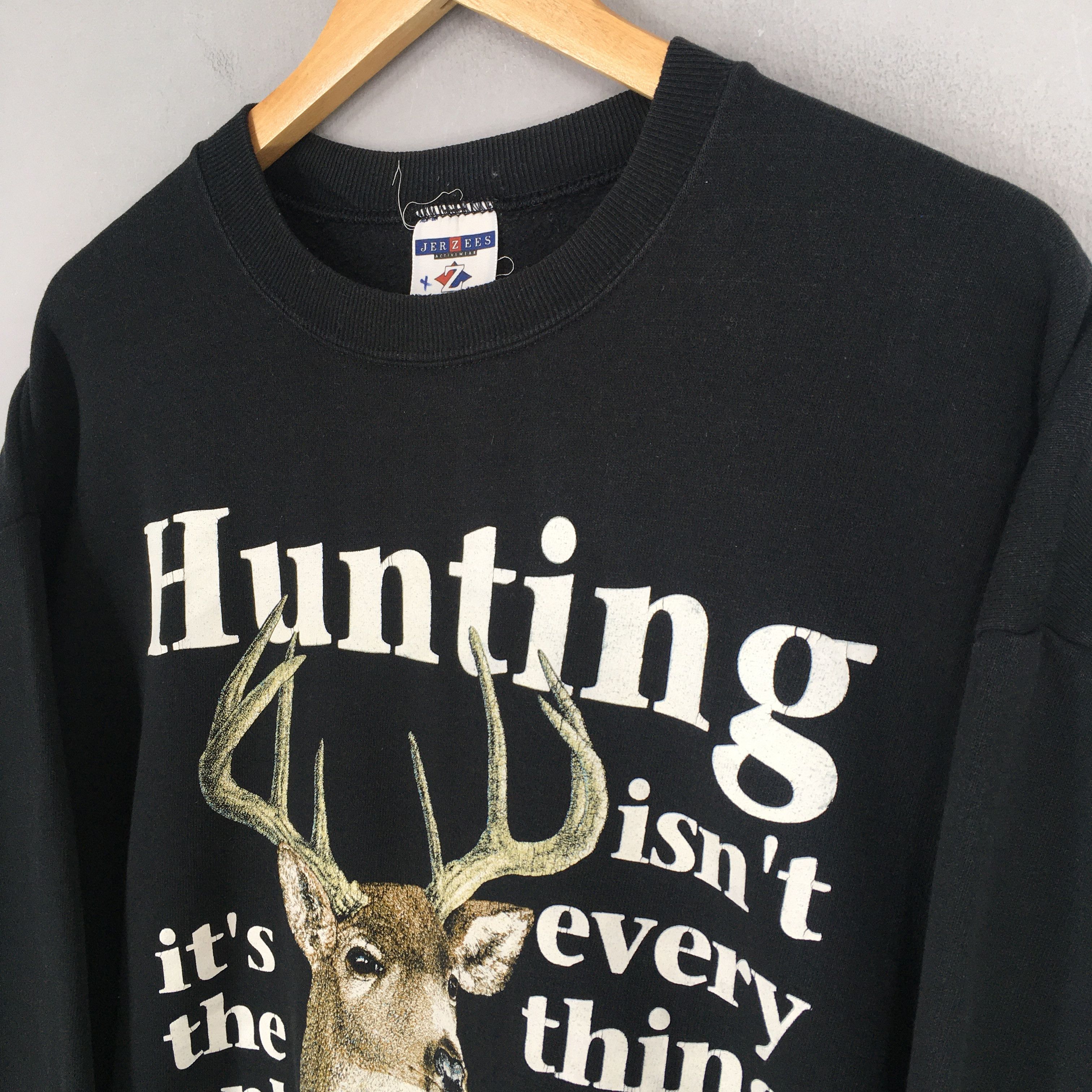 Habitat × Jerzees × Vintage Vintage Deer Animal White-Tailed Black Sweatshirt XLarge Size US XL / EU 56 / 4 - 3 Thumbnail