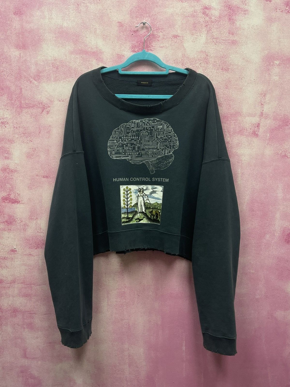Designer × Japanese Brand × Undercover Undercover AW17 Human Control System Cropped Green Sweater Size US L / EU 52-54 / 3 - 1 Thumbnail