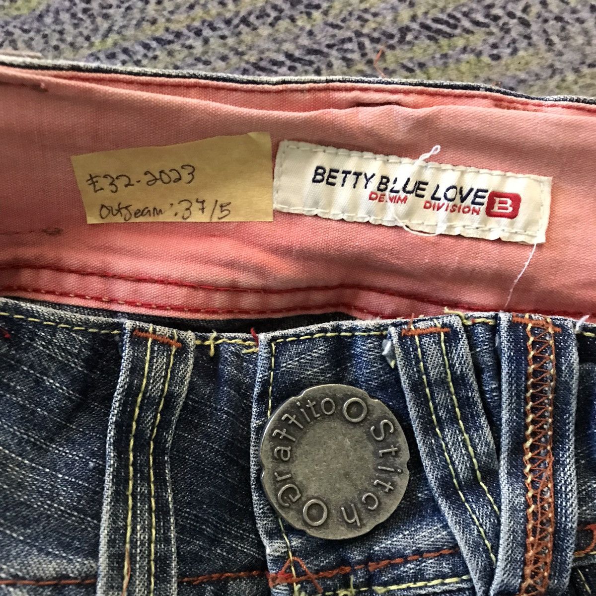 Stitch's Jeans Betty blue love embroidered art flower jeans Size 28" / US 6 / IT 42 - 10 Thumbnail
