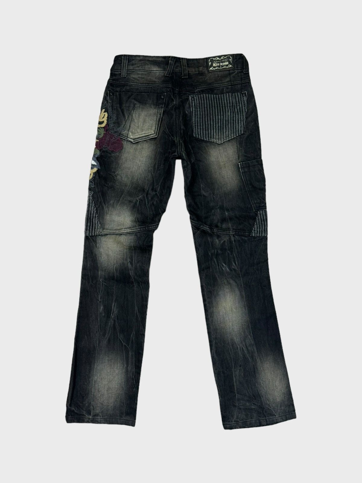 If Six Was Nine i2N Jeans Floral Motive Embroidered Acid Wash Denim Size US 28 / EU 44 - 2 Thumbnail