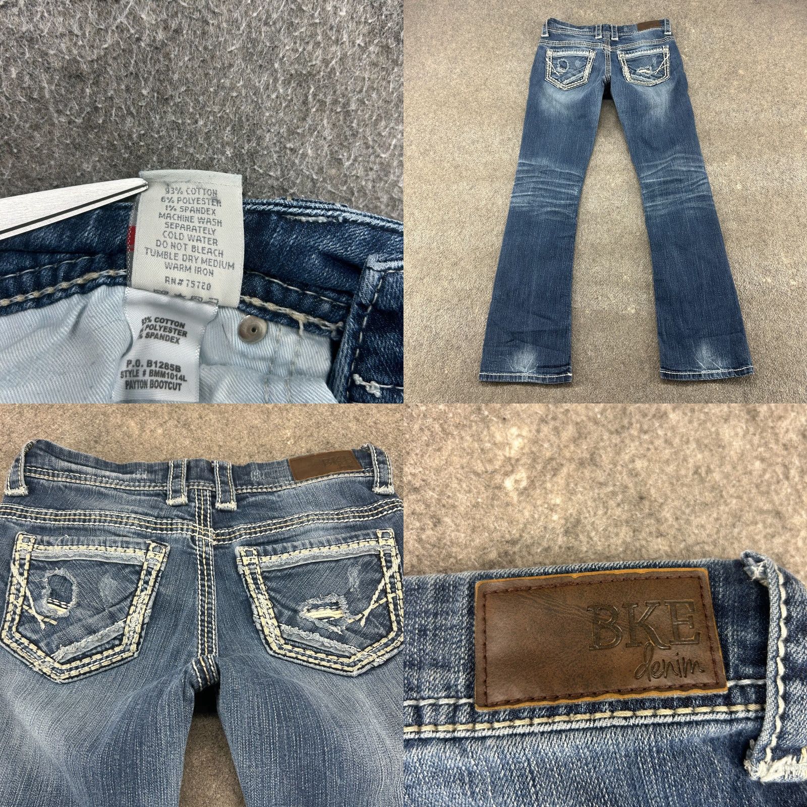 Vintage BKE Payton Jeans Womens 27L 32x32 Bootcut Stretch Blue Dark Wash Denim 5-Pocket Modern Logo Buckle BKE USA Western Mens? Size 27" / US 4 / IT 40 - 8 Thumbnail
