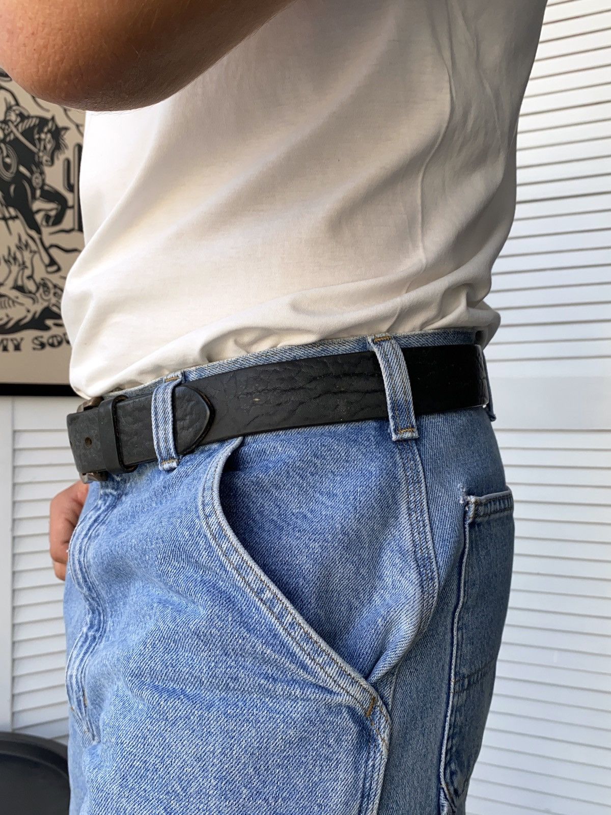 Levi's Vintage Levi’s Distressed Silver Buckle Logo Belts Leather Size ONE SIZE - 4 Thumbnail
