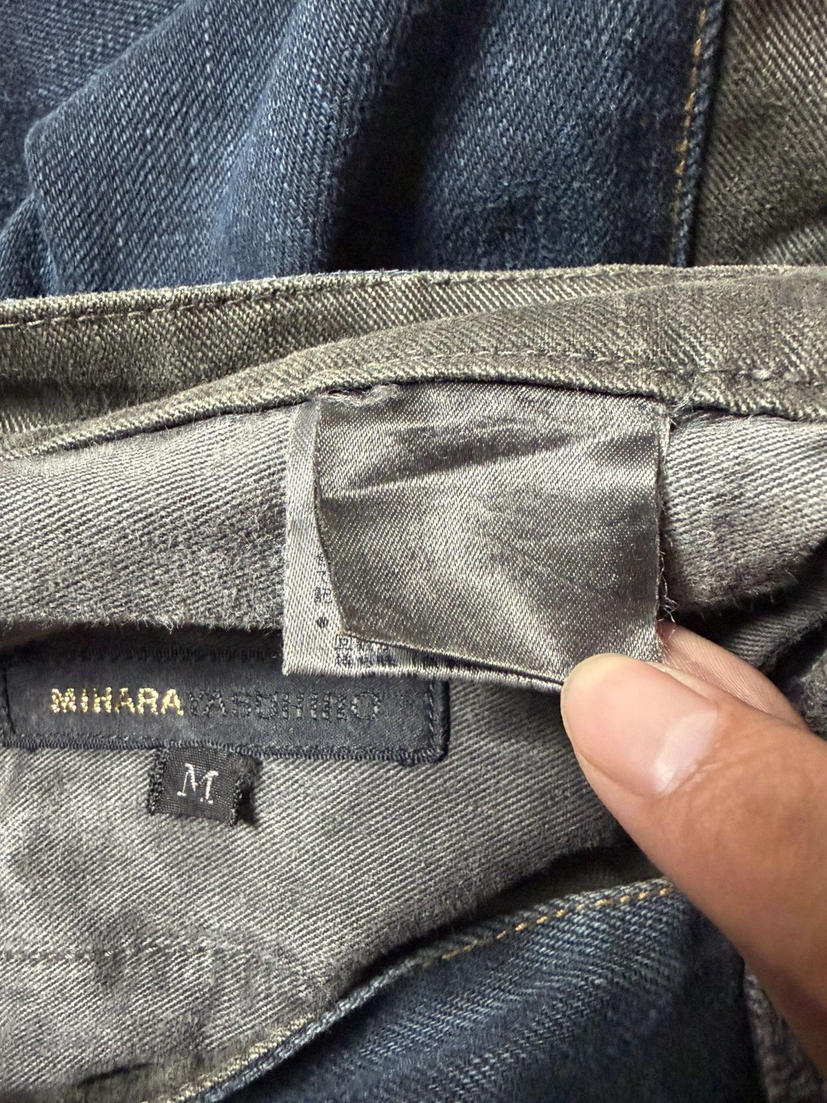 Maison MIHARA YASUHIRO MMY cut & sew hybrid black/blue cropped Japanese jeans Size US 32 / EU 48 - 5 Thumbnail