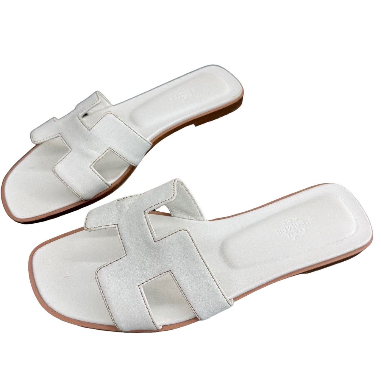 Hermes Hermes White Oran Sandals Size 39.5 Size US 9.5 / IT 39.5 - 1 Thumbnail