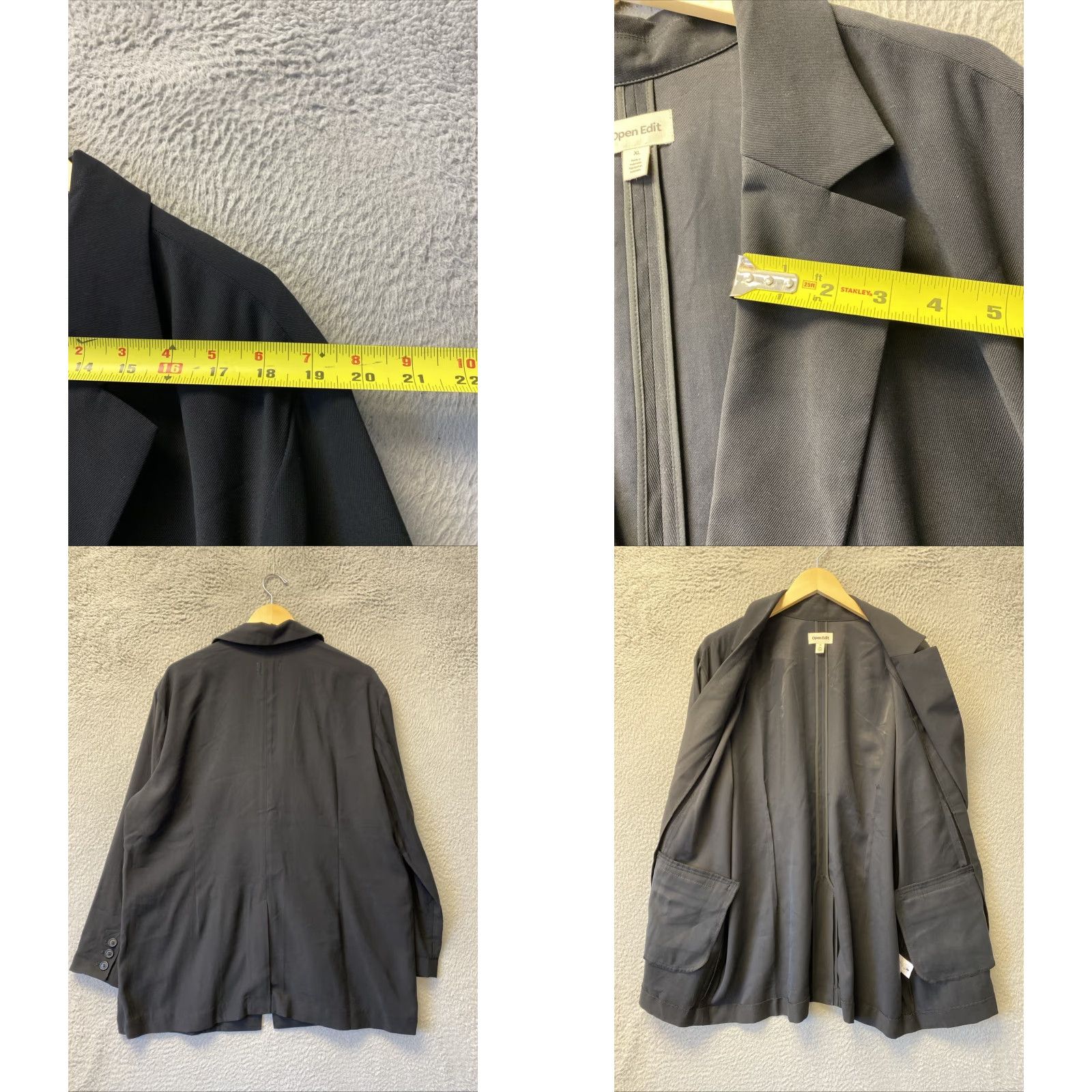 Vintage Open Edit Blazer Women XL Black Single Button Lined Jacket Business New/145-15 Size XL / US 12-14 / IT 48-50 - 8 Thumbnail