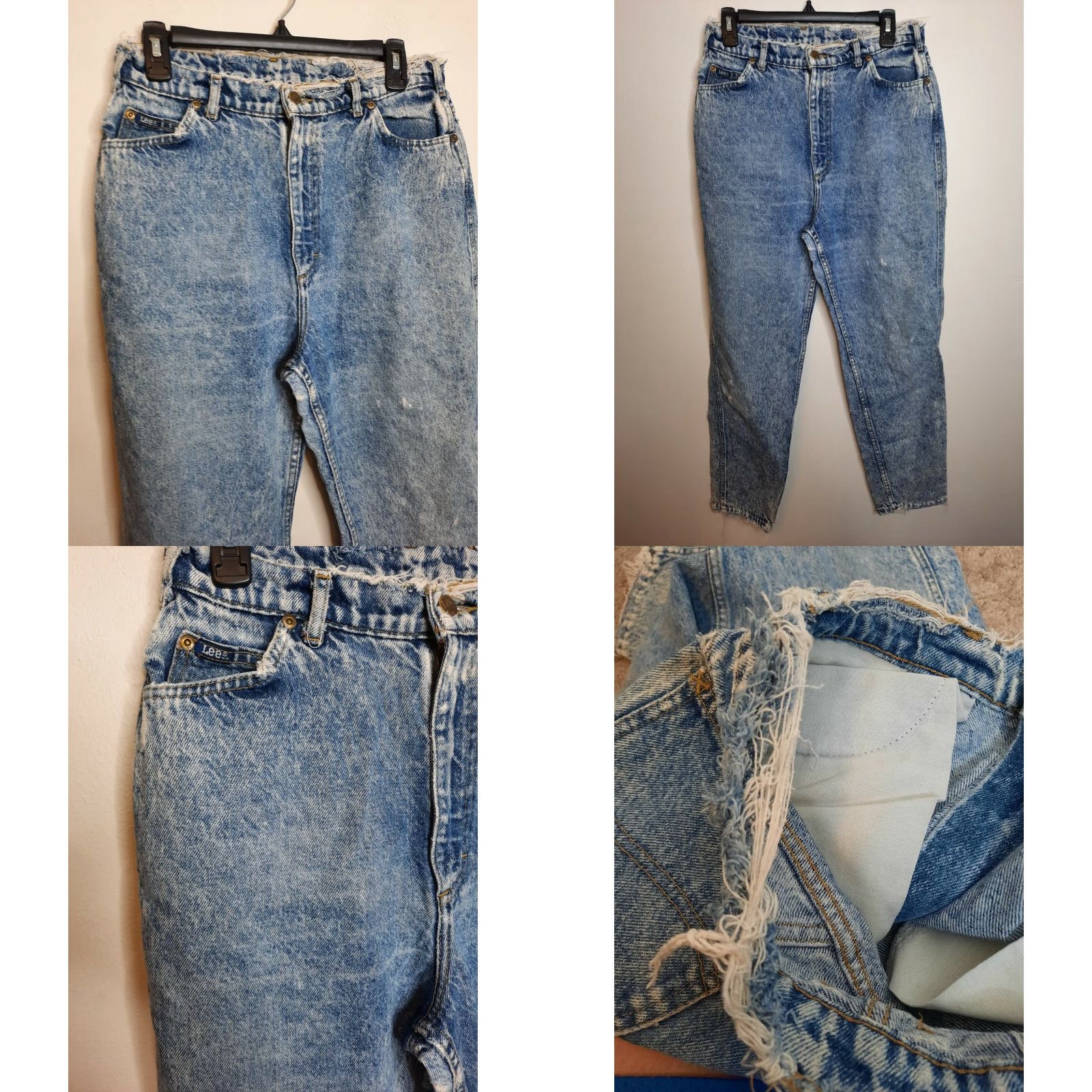 Lee VINTAGE Lee Mom Jeans Women's Size 6 28 L29 28x29 High Rise Acid Wash Distressed Blue 90s Womens Jeans Size 28" / US 6 / IT 42 - 8 Thumbnail