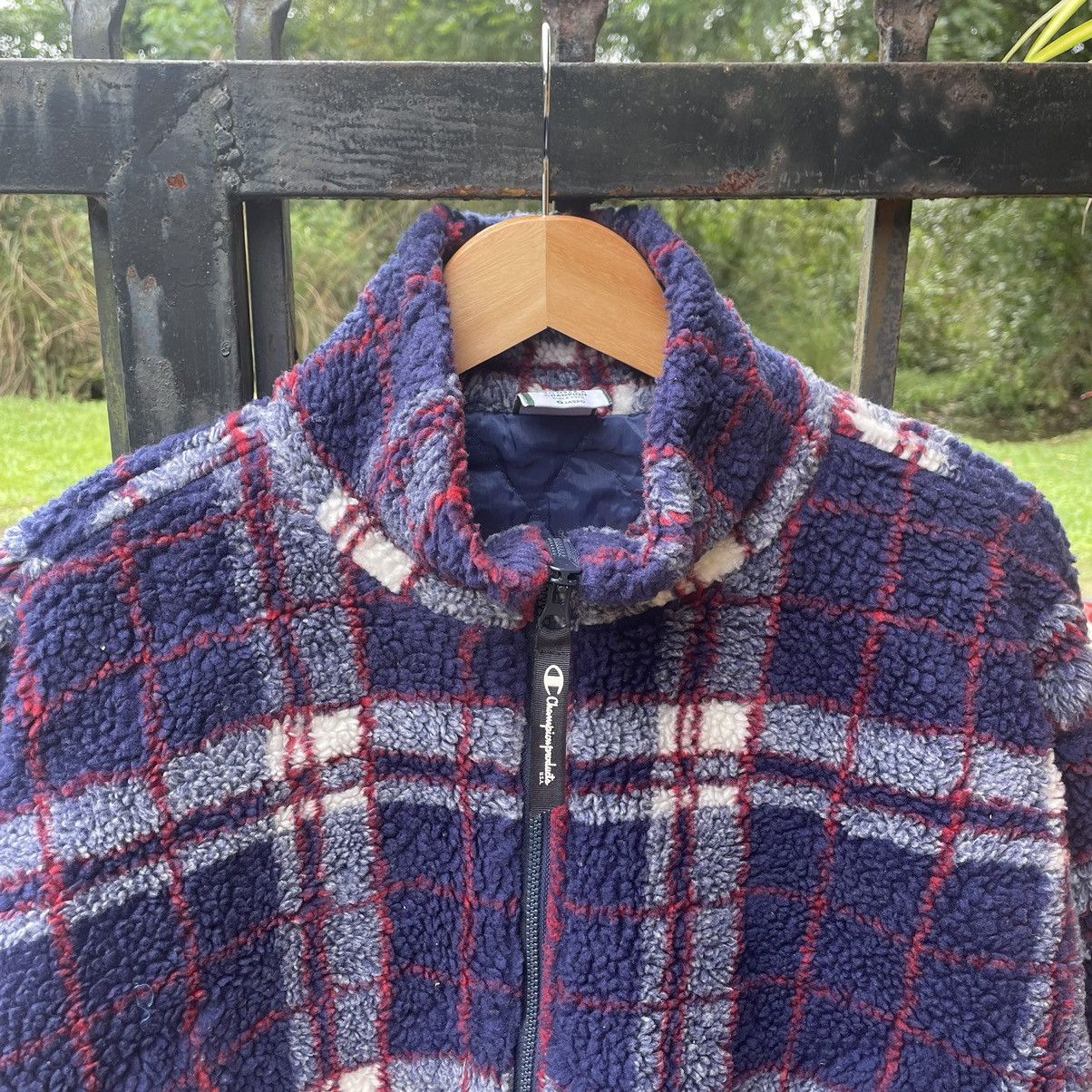Champion × Vintage 🔥Vintage Champion Checkerd Full Zipper Sherpa Fleece Jacket Size US L / EU 52-54 / 3 - 5 Thumbnail