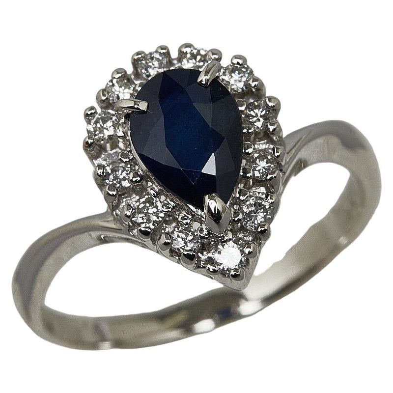 image of Other Platinum Pear Cut Sapphire Diamond Ring in Silver, Women's