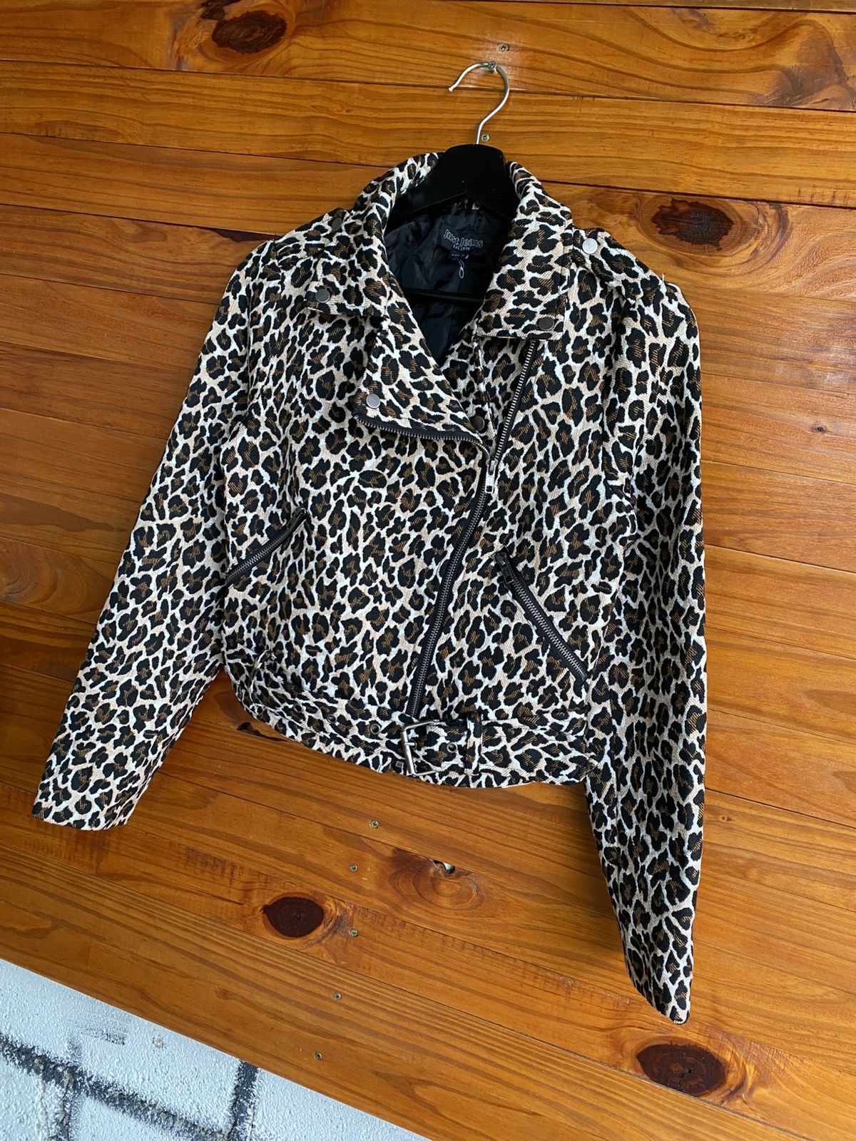 Vintage Just Jeans Leopard Print Cropped Biker Jacket Statement Size M / US 6-8 / IT 42-44 - 4 Thumbnail