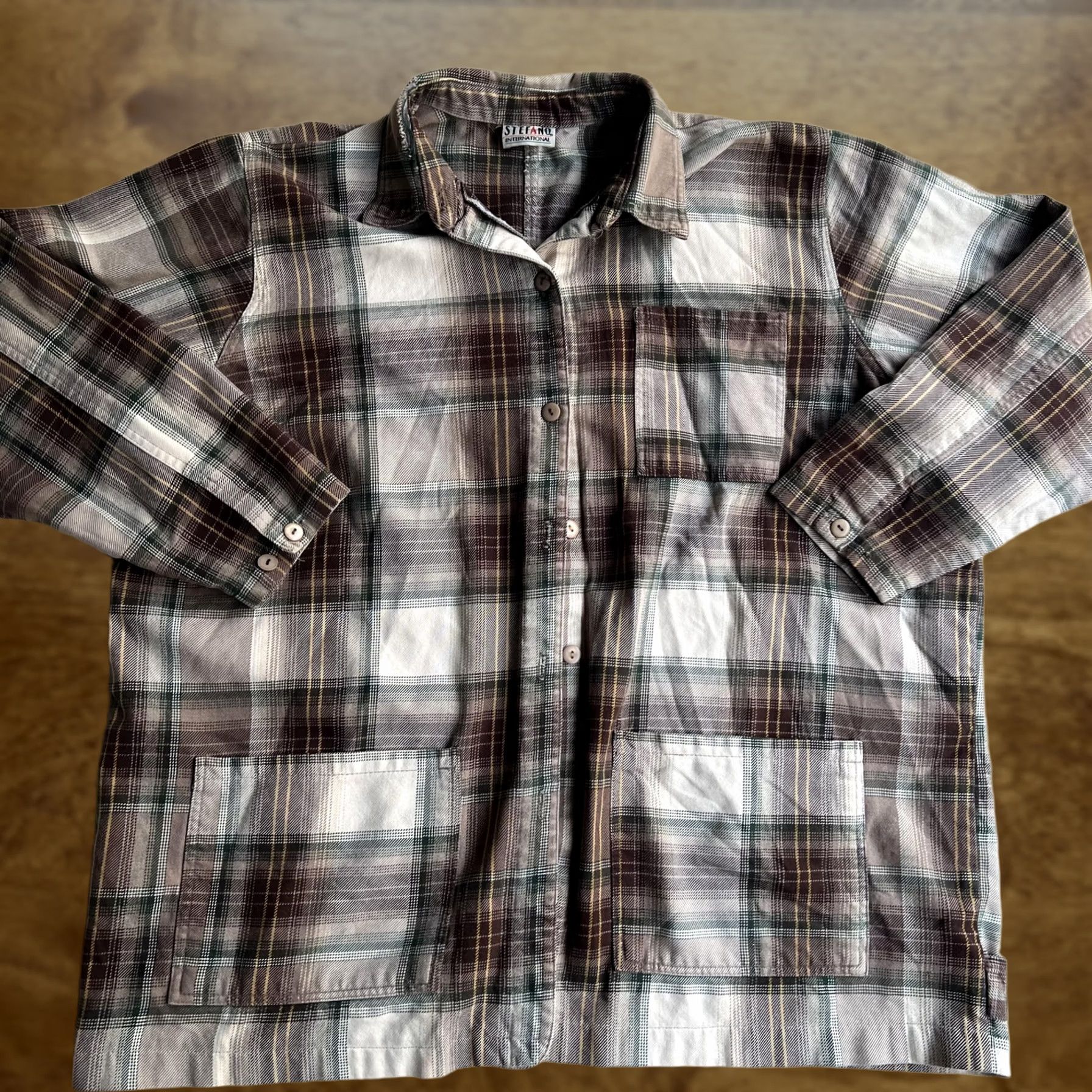 Vintage Stefano International Shirt Mens 3XL Brown Plaid Long Sleeve Button Up Pockets Size US XXL / EU 58 / 5 - 1 Thumbnail