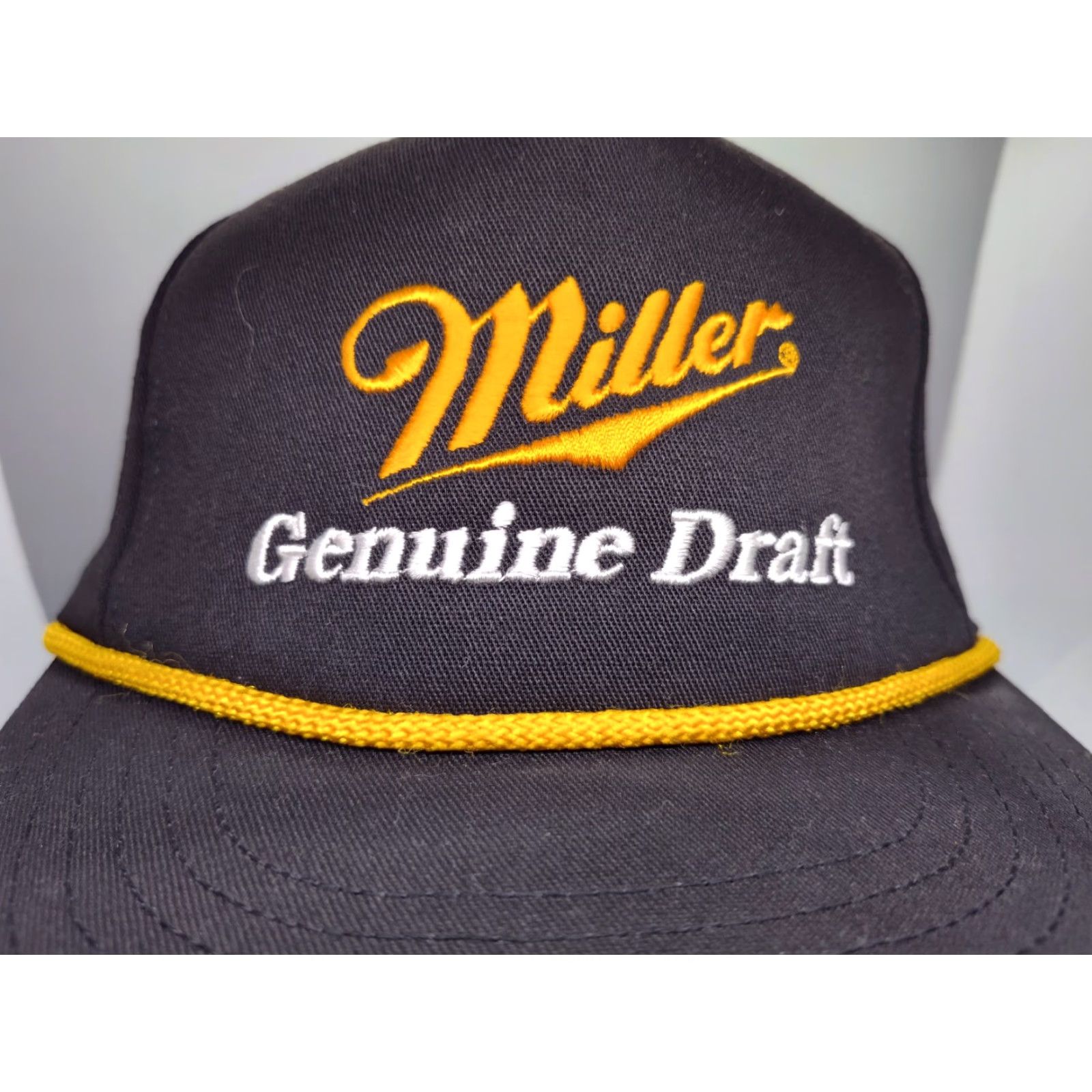 Vintage VINTAGE Miller Genuine Draft Rope Hat USA Adjustable Black Golf Hat Mens Size ONE SIZE - 2 Thumbnail