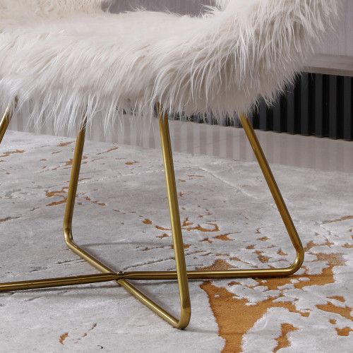 Designer × Homemade Slatina Faux Fur Upholstered Accent Chair, White Size US L / EU 52-54 / 3 - 8 Thumbnail