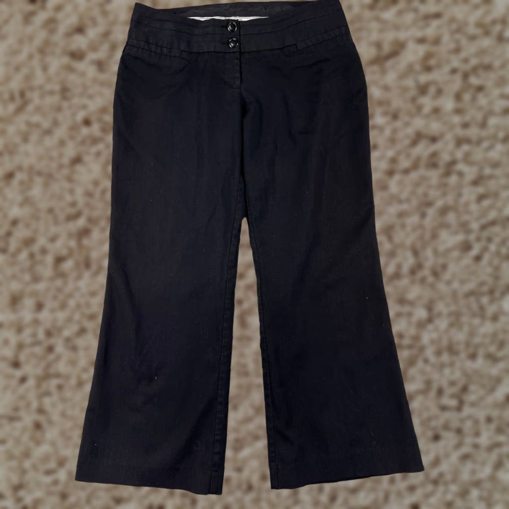 Zara Zara Pants Womens 32 Black Stretch Pockets Chino Straight Regular Cotton Blend Twill Button Zip Front Size 24" / US 00 / IT 34 - 1 Thumbnail