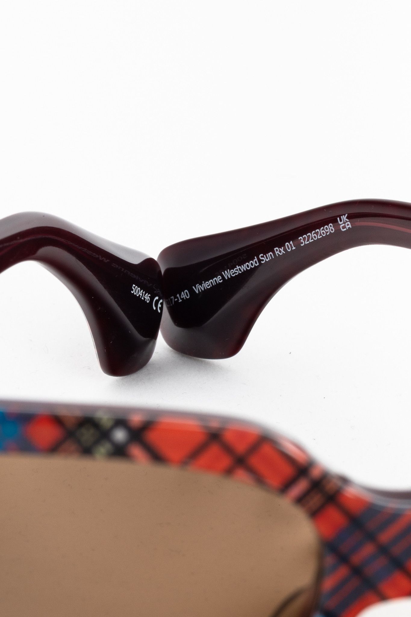 Vivienne Westwood Vivienne Westwood Sun RX 01 Red-Tartan Square Sunglasses Size ONE SIZE - 8 Thumbnail