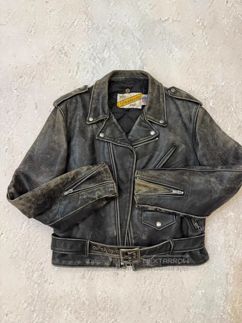 Schott Schott Vintage cable-stayed motorcycle leather jacket Size US L / EU 52-54 / 3 - 3 Thumbnail