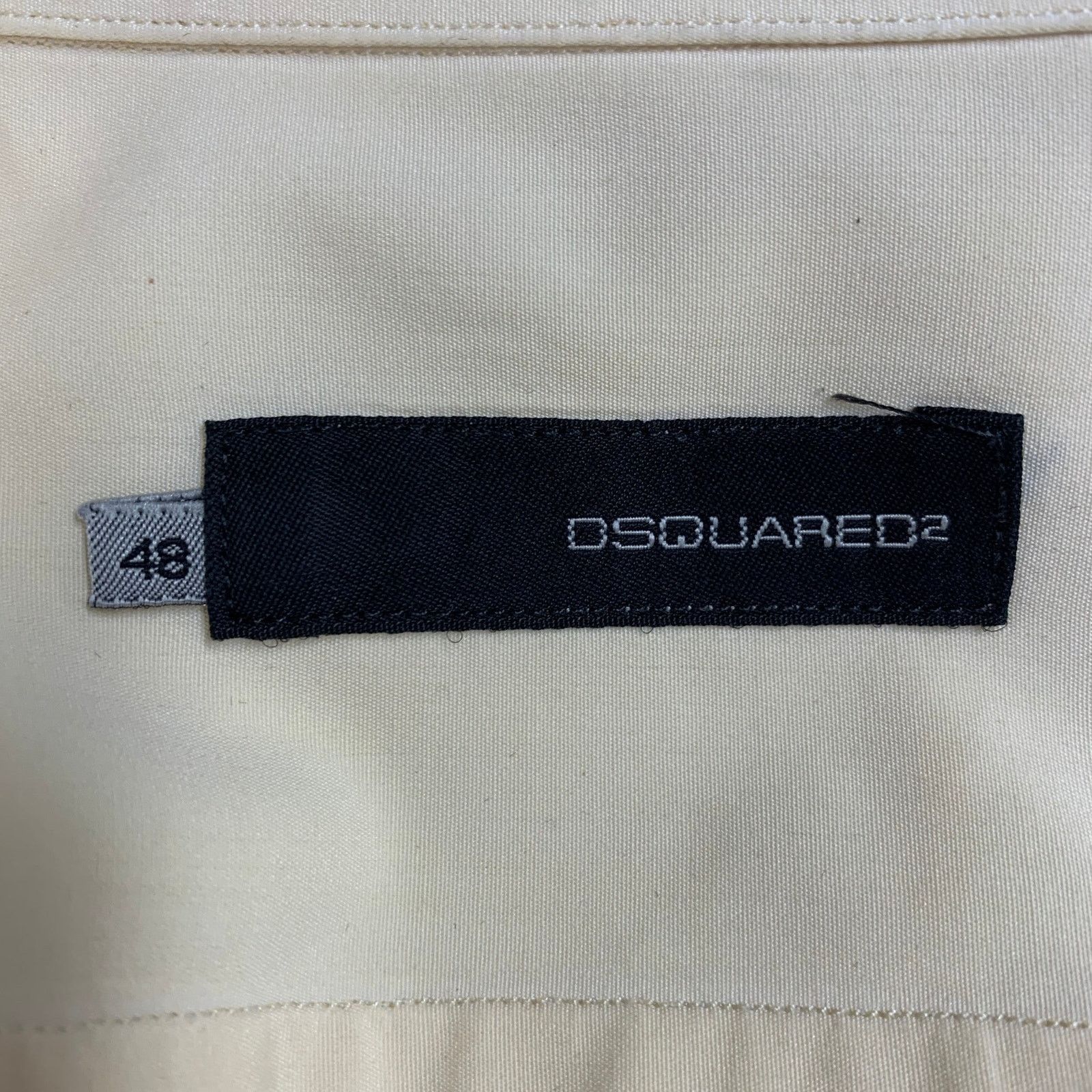 Dsquared2 DSQUARED2 Yellow Cotton Curved Cutaway Long Sleeve Shirt Size US M / EU 48-50 / 2 - 4 Thumbnail