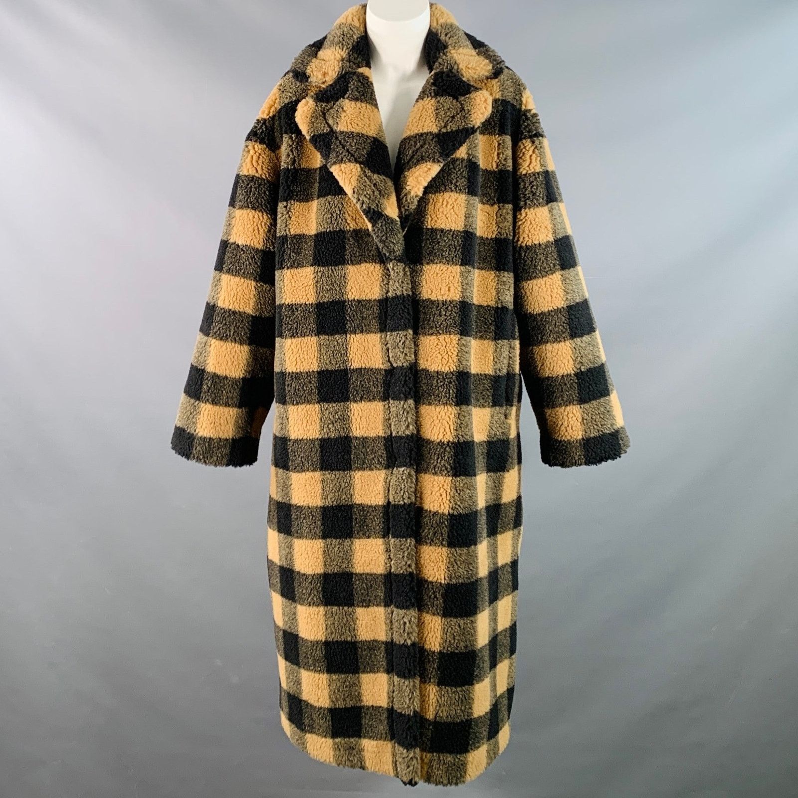 STAND STUDIO STAND STUDIO Maria Tan Black Wool Checkered Notch Lapel Coat Size S / US 4 / IT 40 - 1 Thumbnail